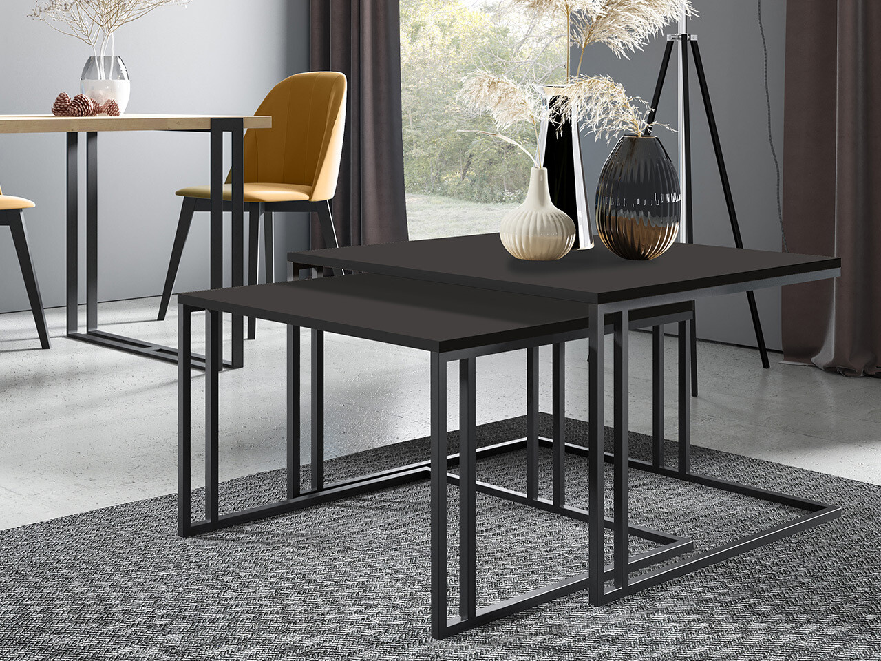 Žurnalinių staliukų komplektas Oswego 110 (Juoda)