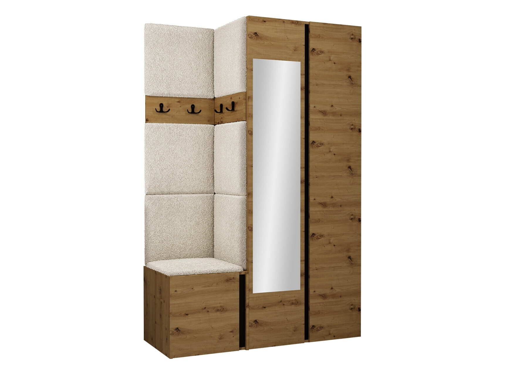 Prieškambario komplektas Pinis XXVI (Artisan ąžuolas + Juoda)