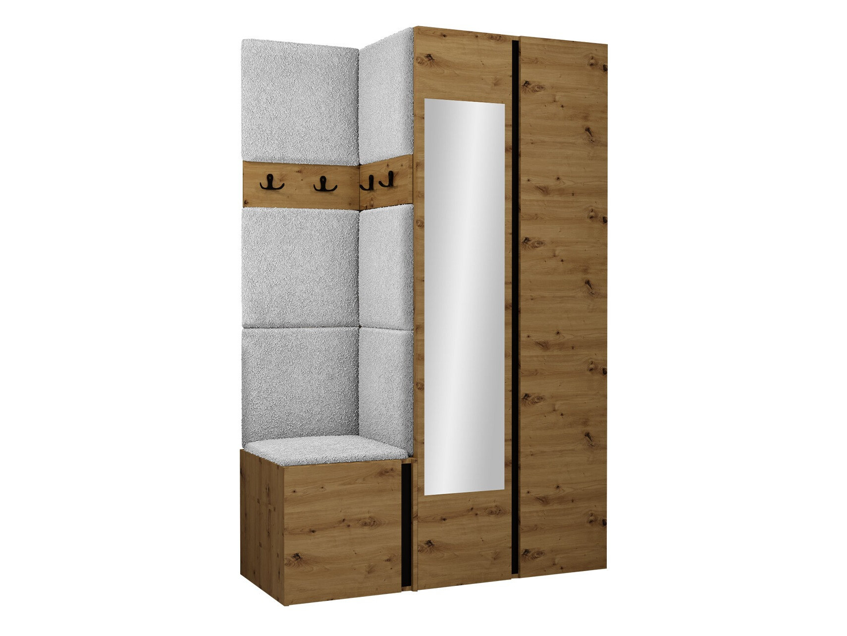 Prieškambario komplektas Pinis XXVI (Artisan ąžuolas + Juoda)