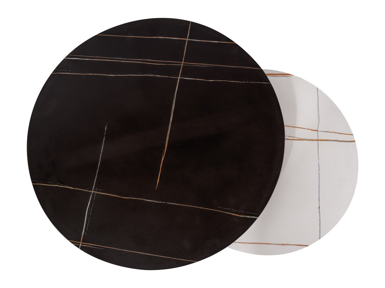 Žurnalinių staliukų komplektas Detroit 602 (Baltas marmuras + Juodas marmuras)