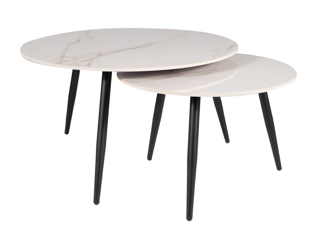 Žurnalinių staliukų komplektas Detroit 602 (Baltas marmuras)