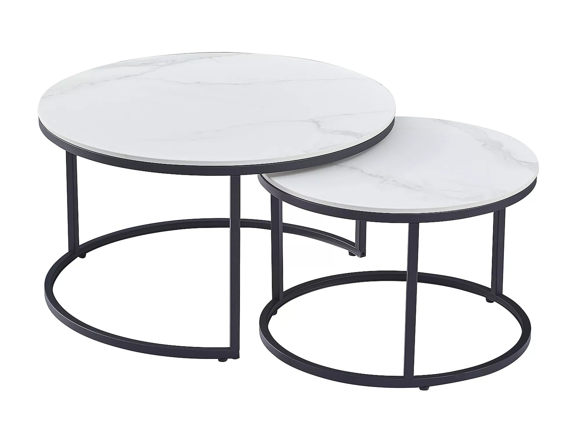 Žurnalinių staliukų komplektas Detroit 607 (Baltas marmuras)