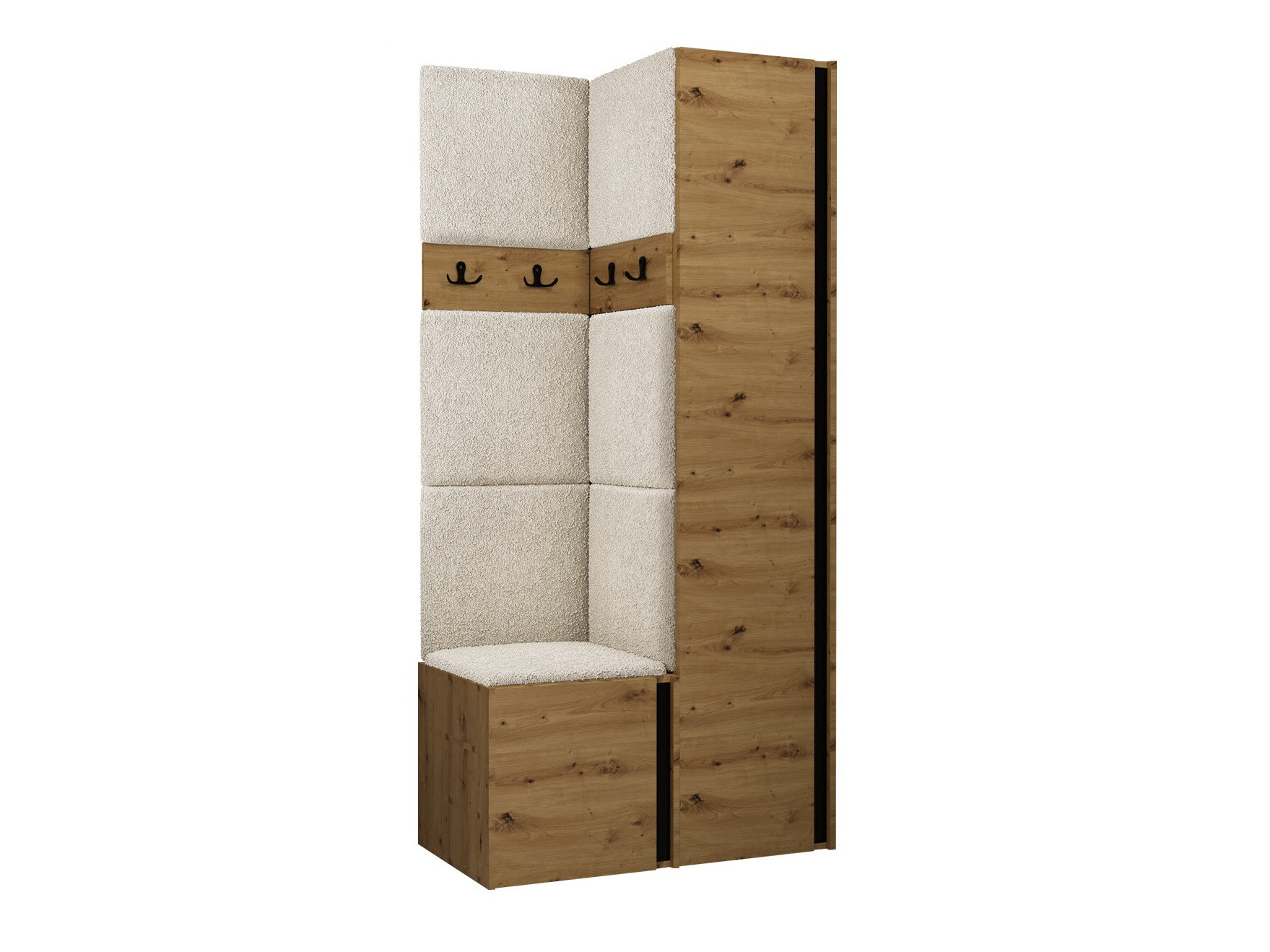 Prieškambario komplektas Pinis XXIV (Artisan ąžuolas + Juoda)