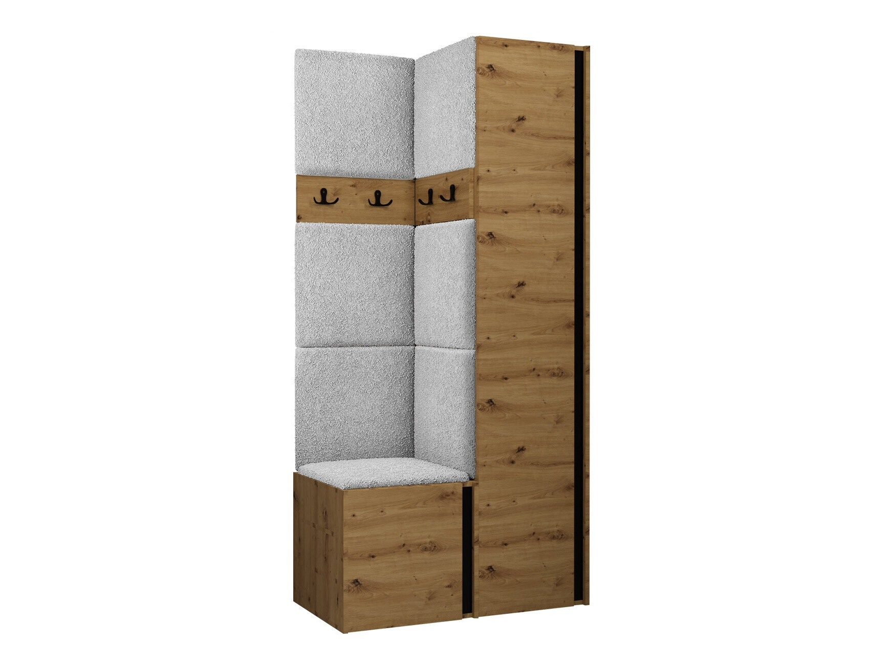 Prieškambario komplektas Pinis XXIV (Artisan ąžuolas + Juoda)