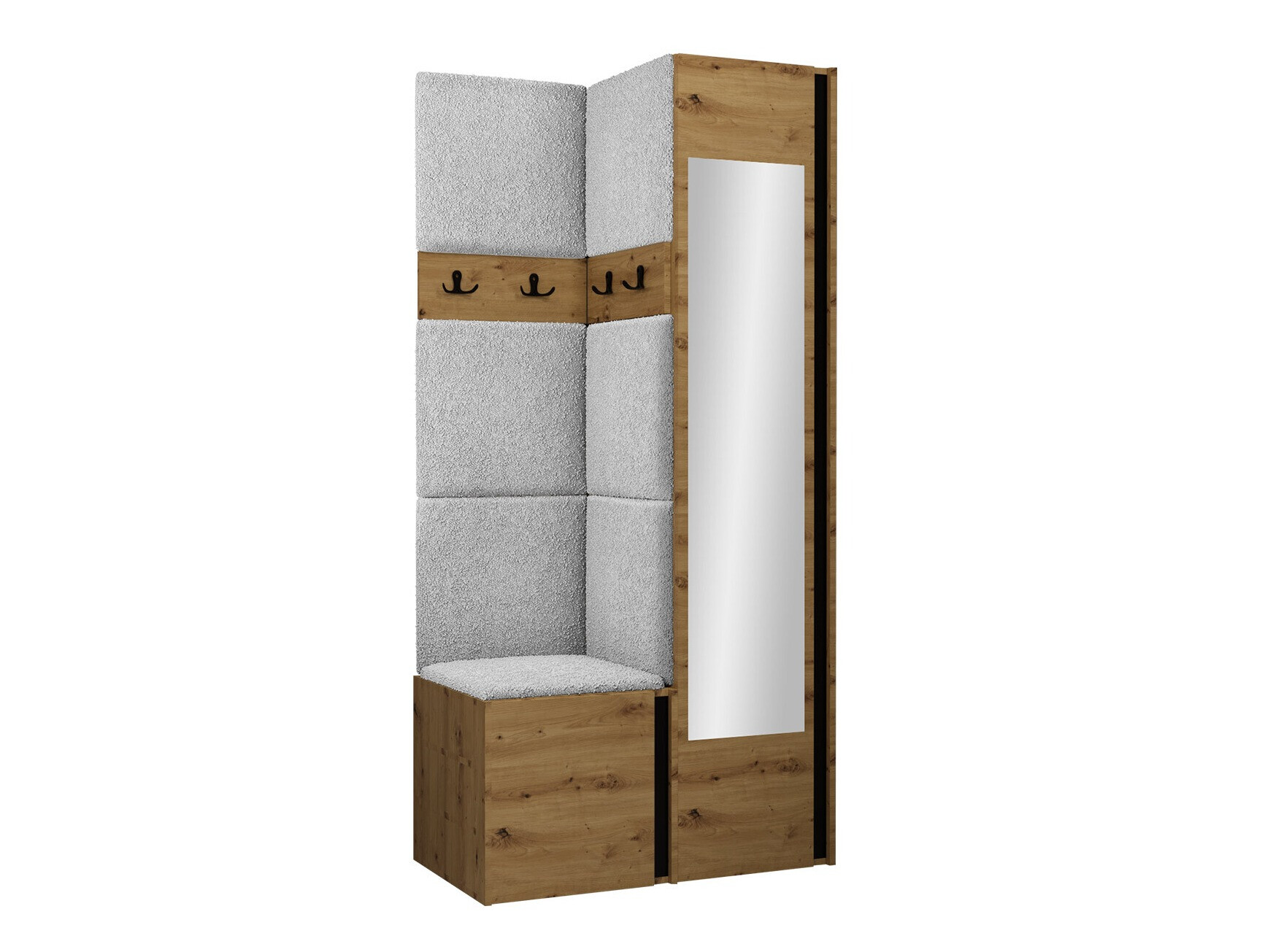Prieškambario komplektas Pinis XXV (Artisan ąžuolas + Juoda)