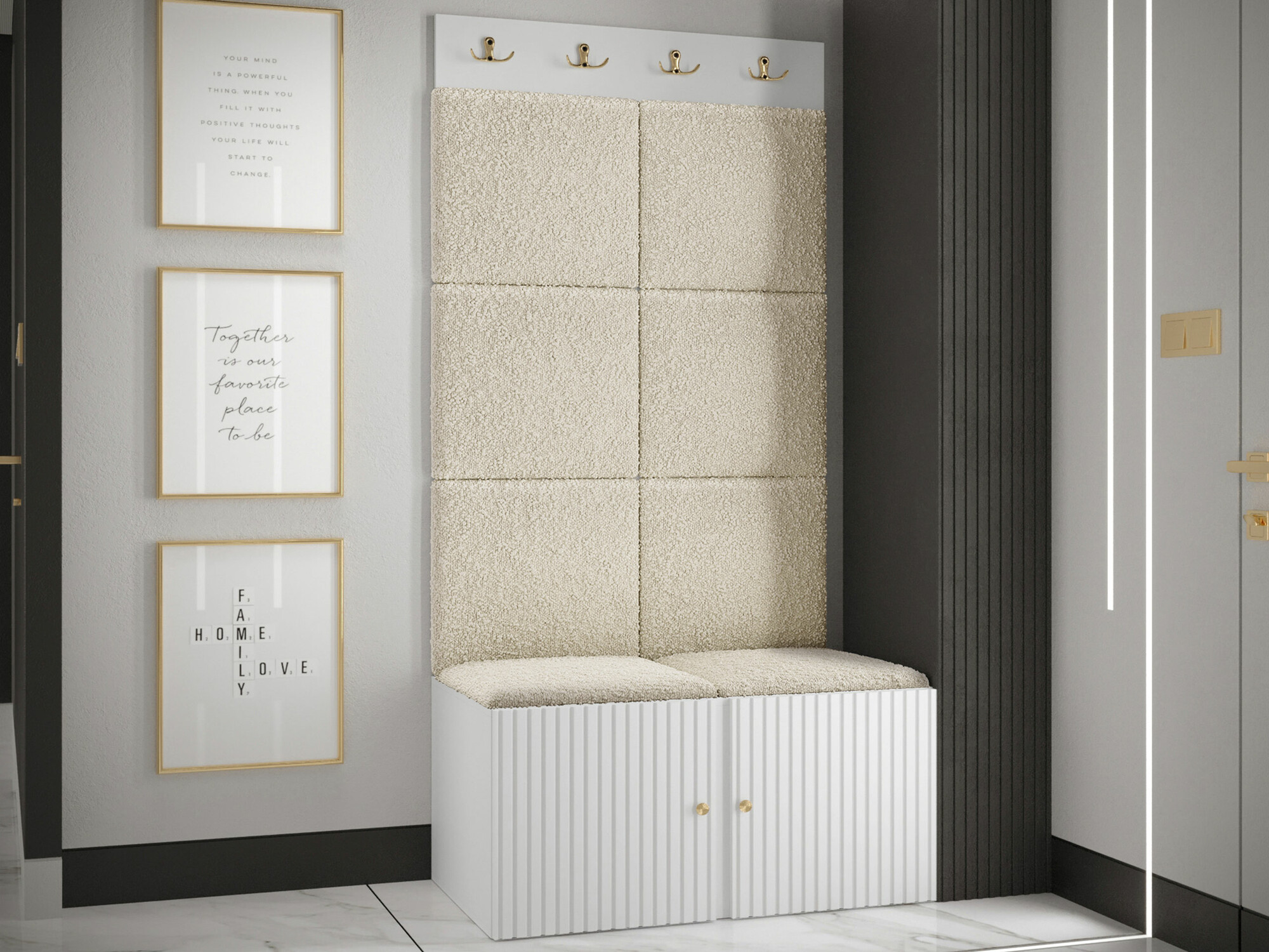 Prieškambario komplektas Hartford 383 (Balta)