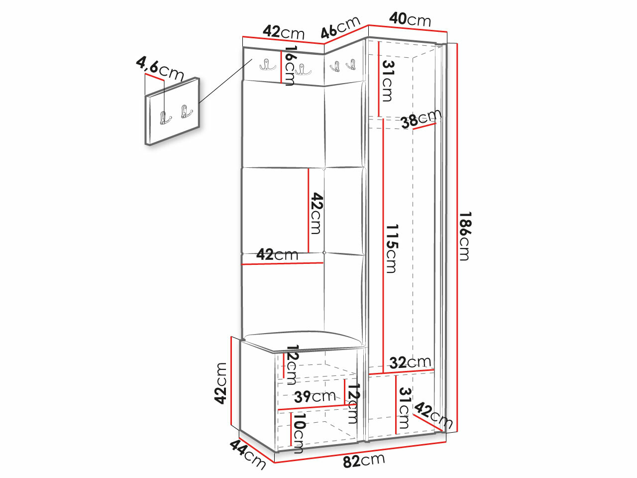 Prieškambario komplektas Hartford 390 (Abriamo 03)