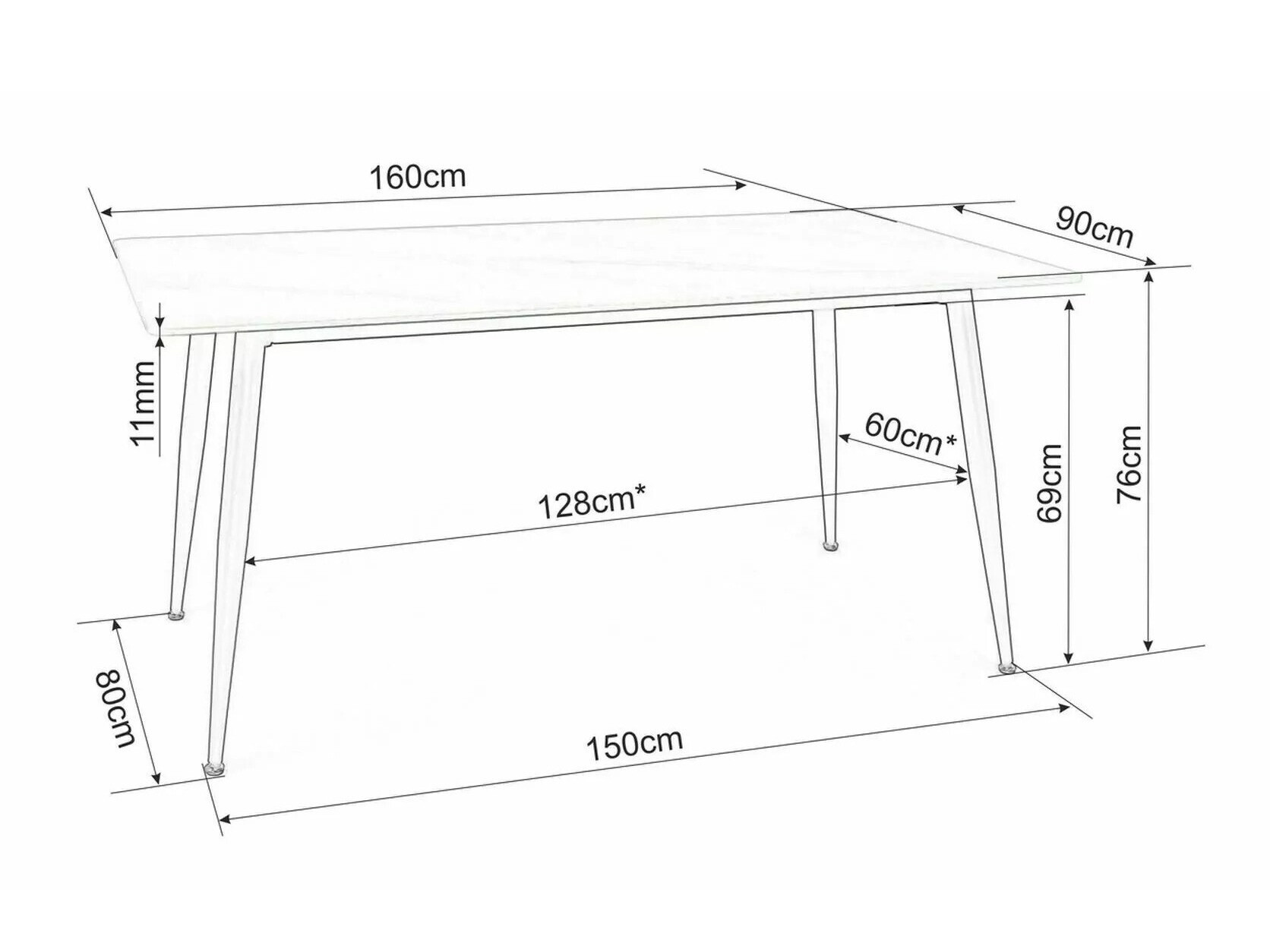 Stalas Detroit 803 (Baltas marmuras)