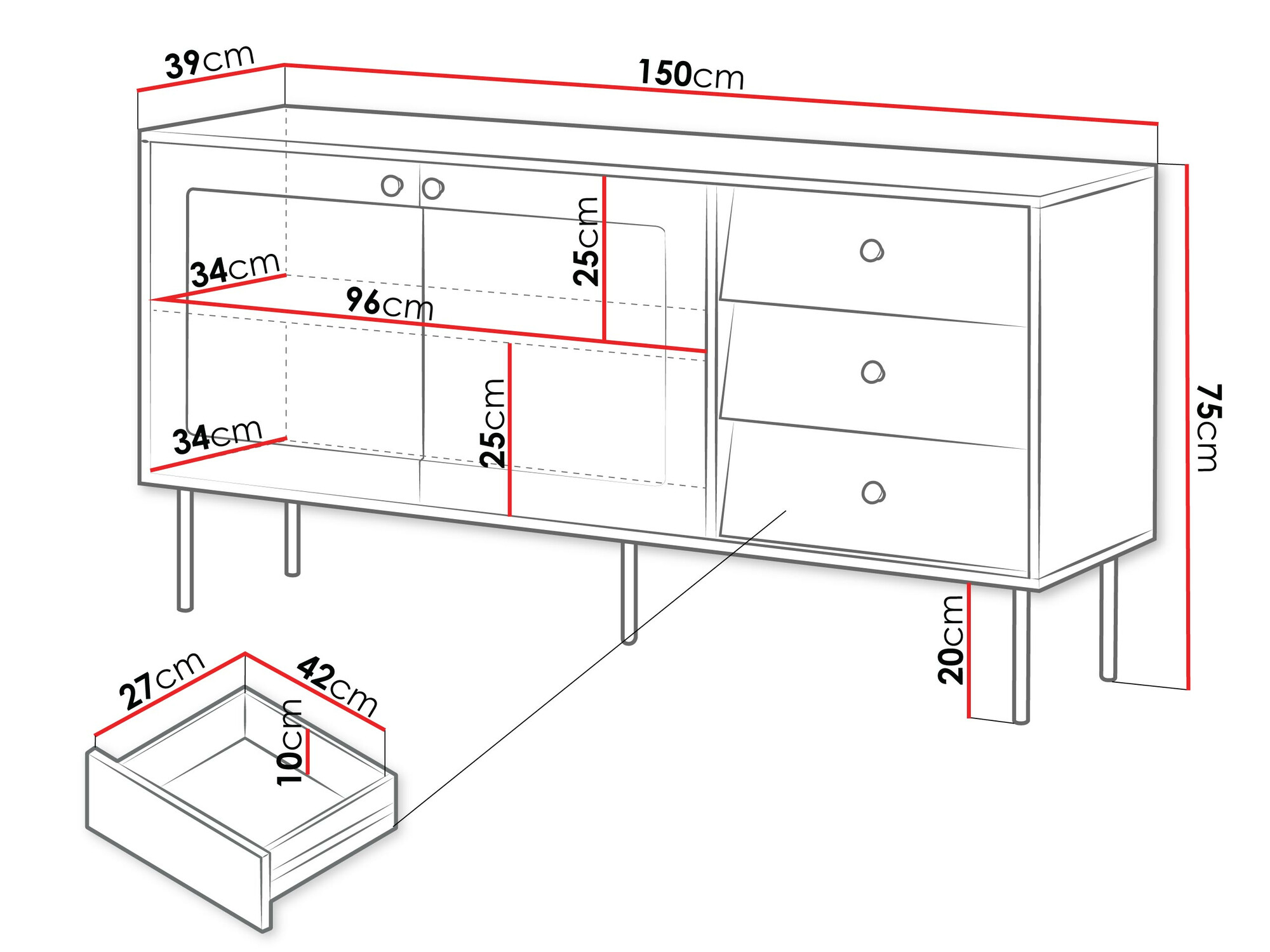 Komoda Feletri 101 (Balta)