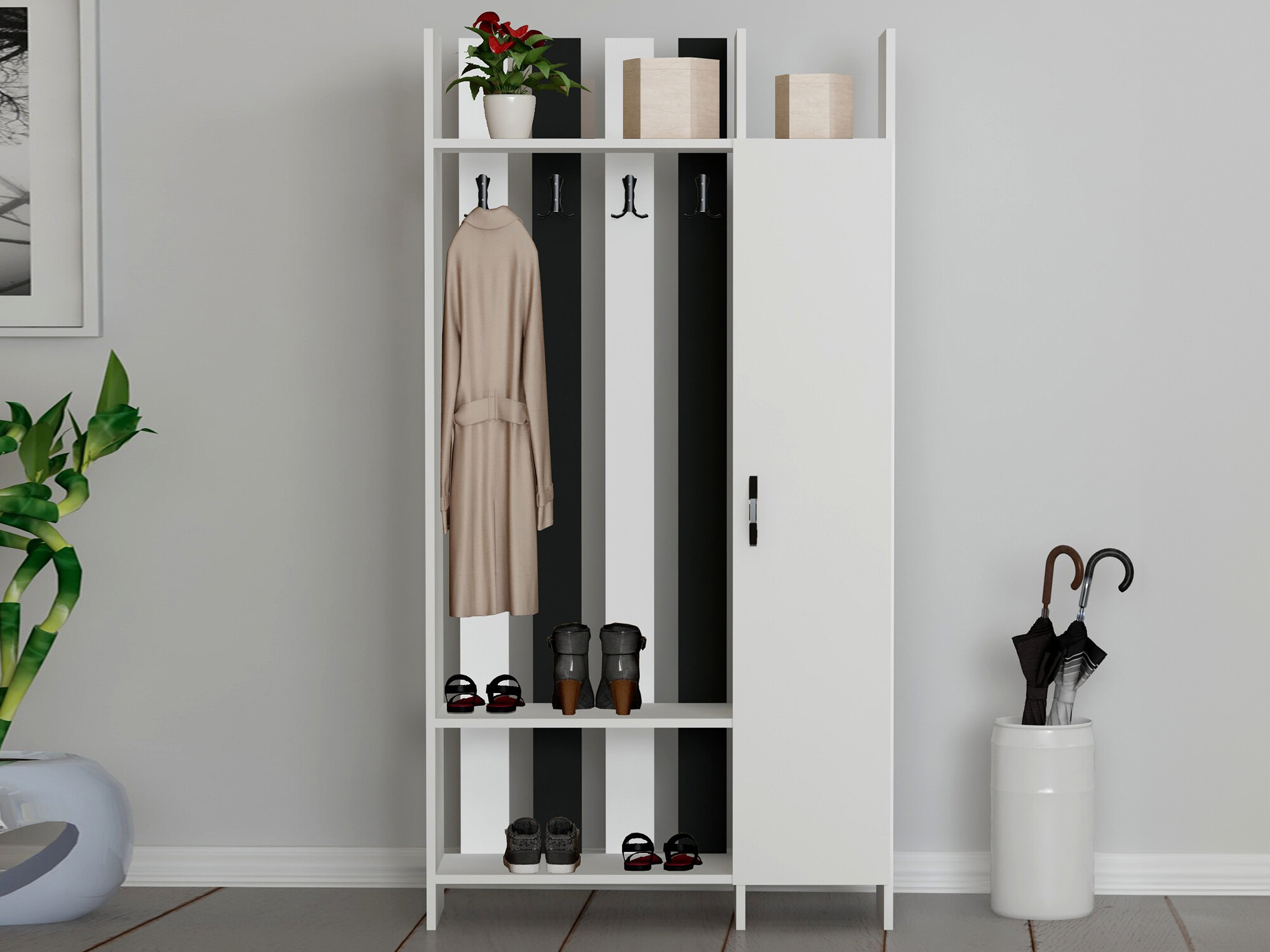 Prieškambario komplektas Kailua 2272 (Balta + Antracitas)