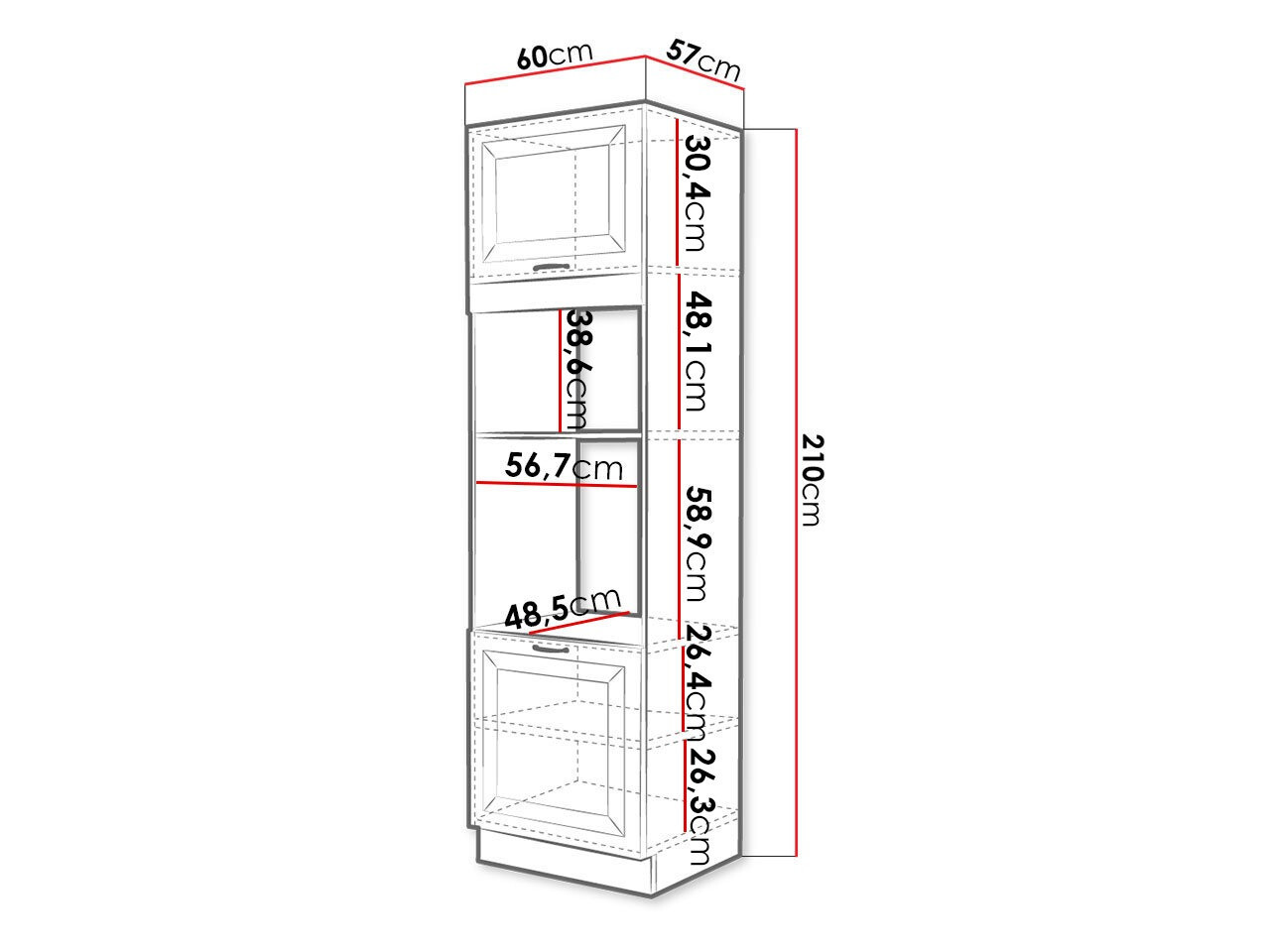 Modulinė spintelė įmontuojamai buitinei technikai Retro White 116