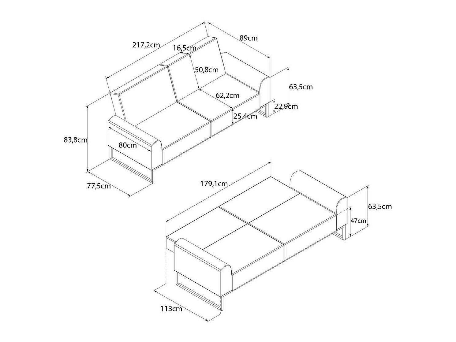 Sofa lova Tulsa 709 (Juoda)