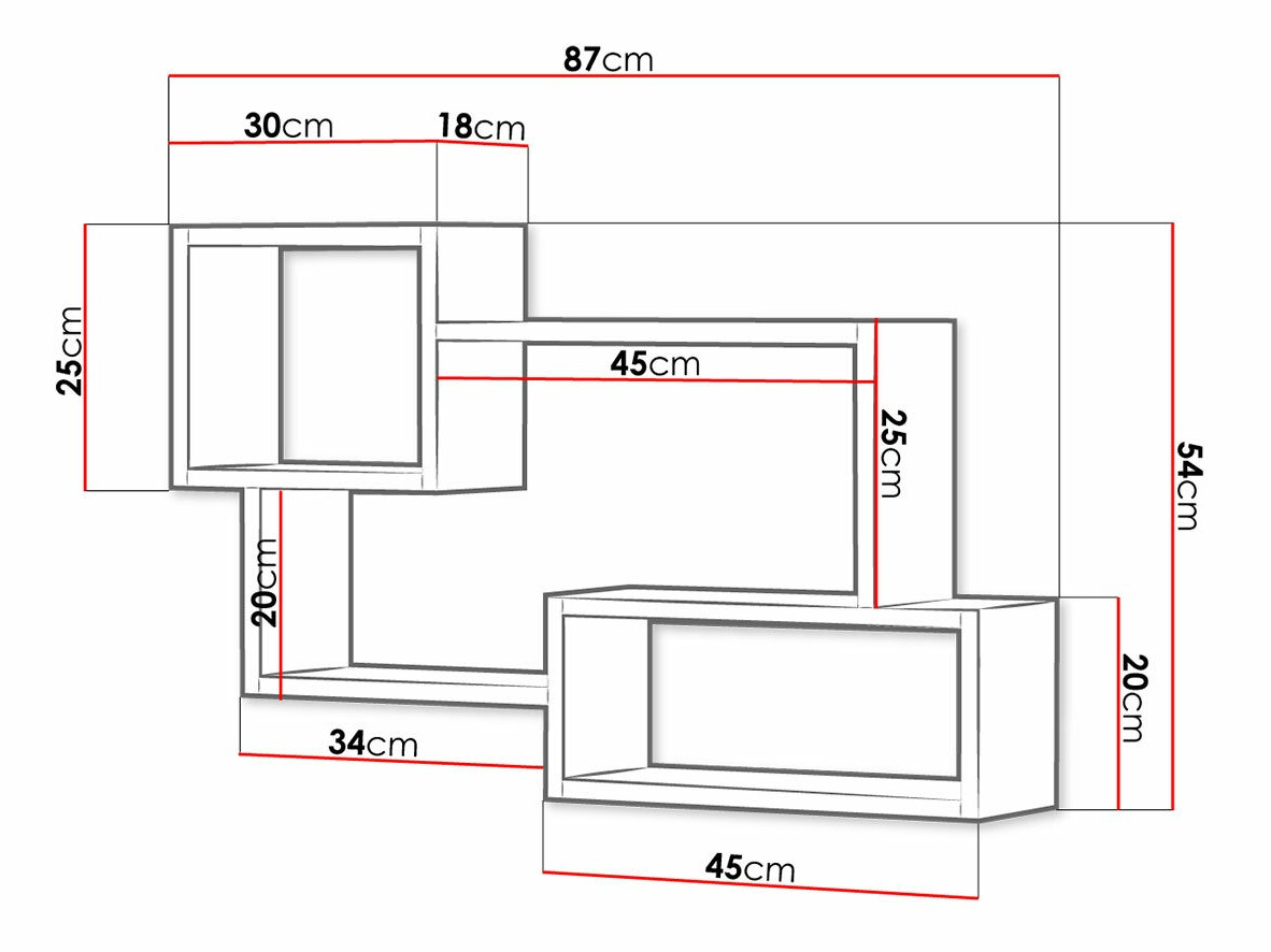 Pakabinama lentyna Lexicon II (Betonas + Balta)