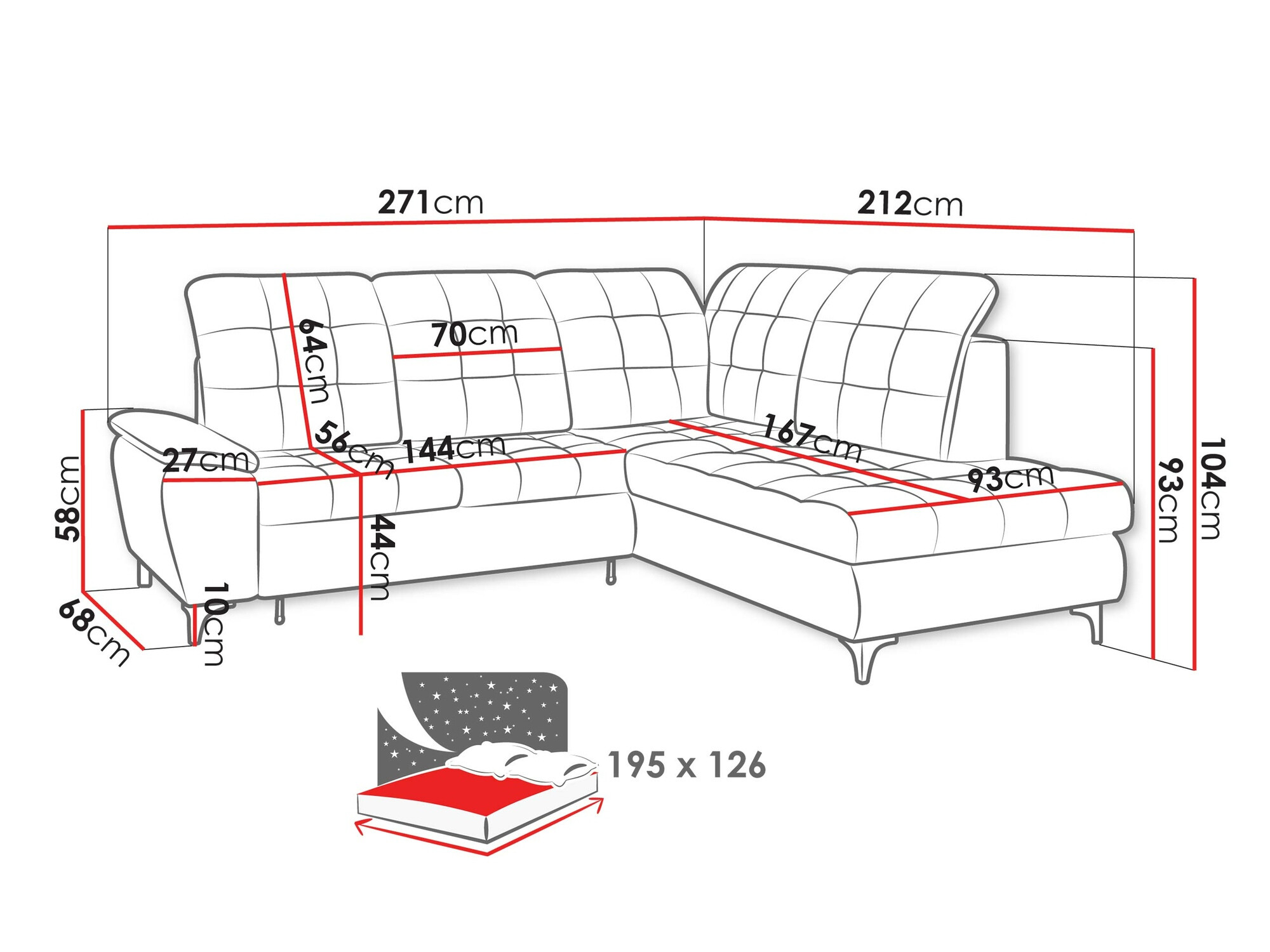 Minkštas kampas Sanford 101 (Neve 90)