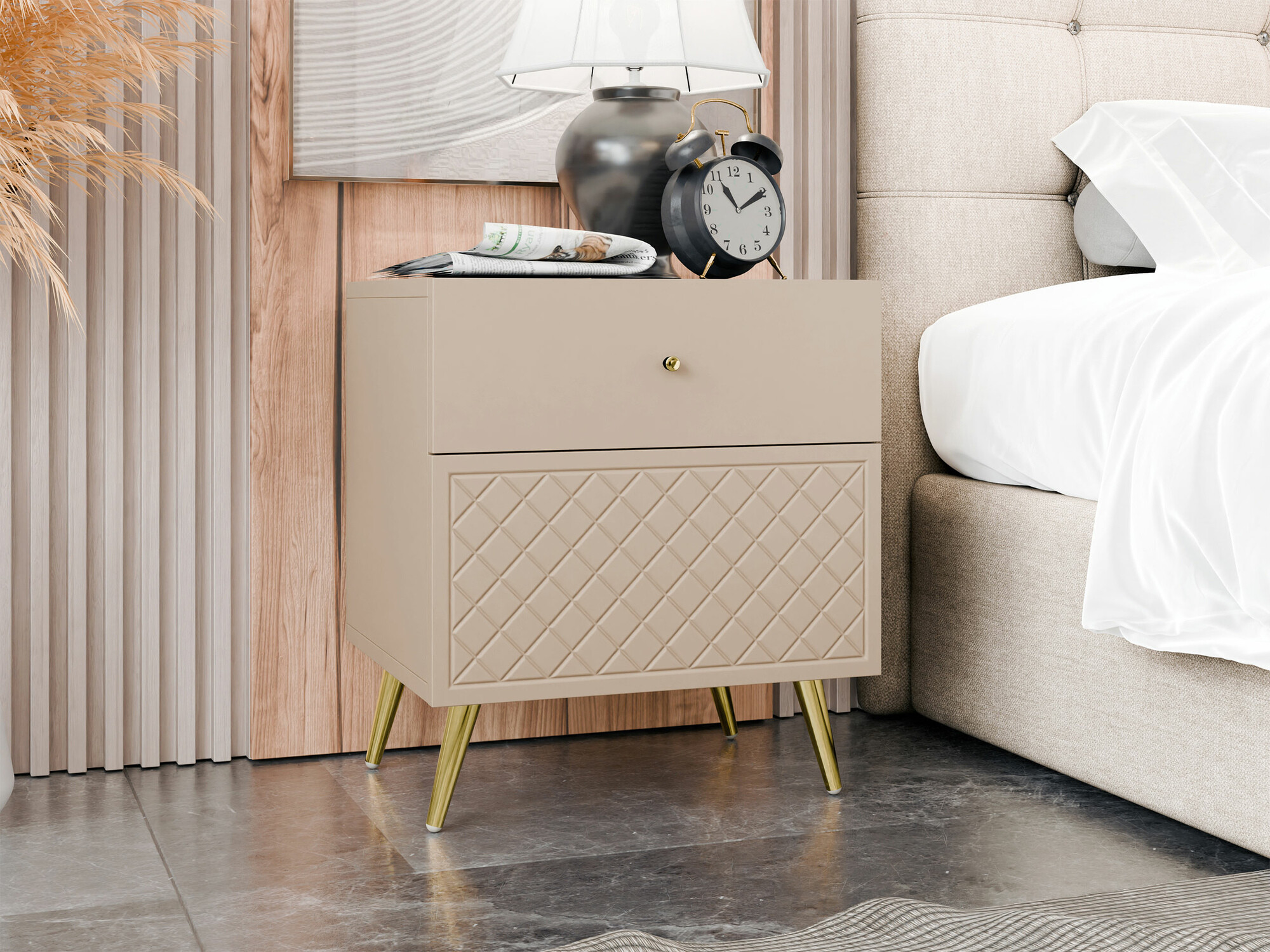 Naktinis staliukas Comfivo Nuromo 104 (Beige)