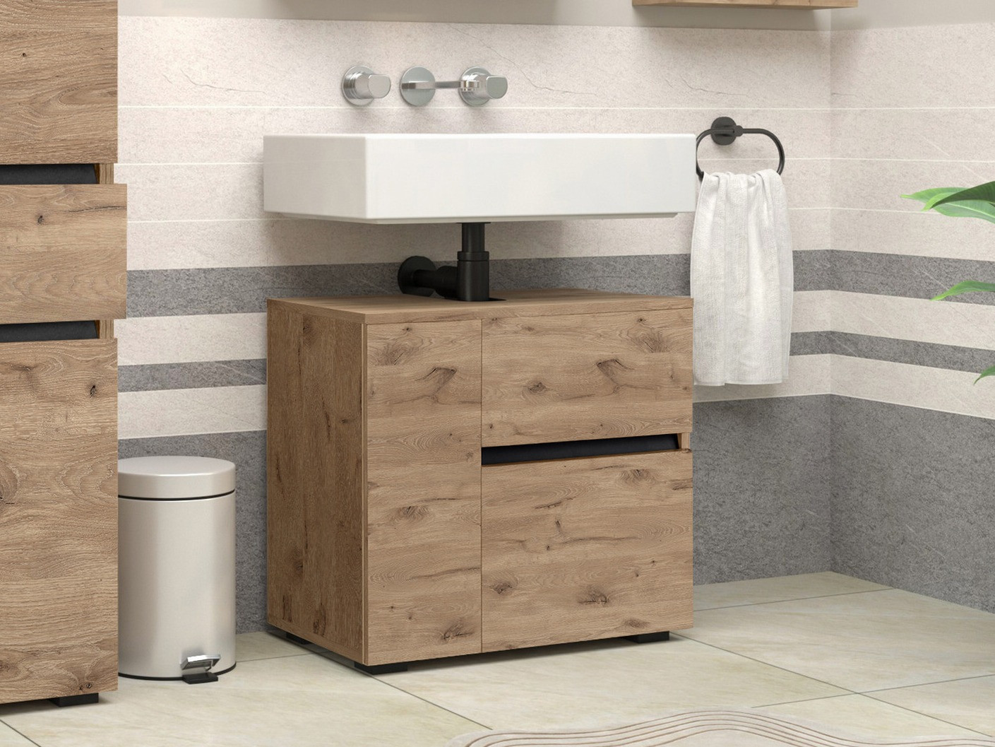 Pastatoma vonios spintelė praustuvui Soncamu 108 (Ąžuolas)