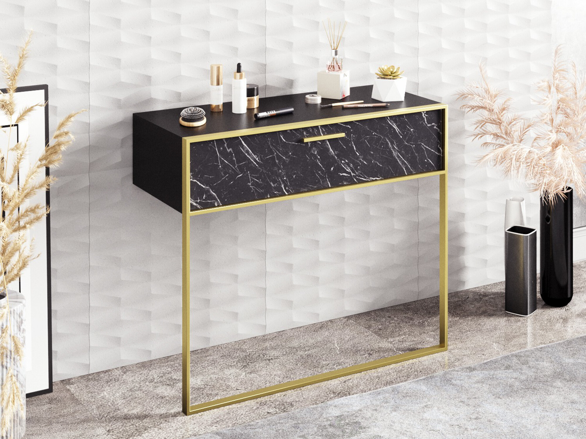Konsolė Kailua 907 (Juoda + Juodas marmuras)