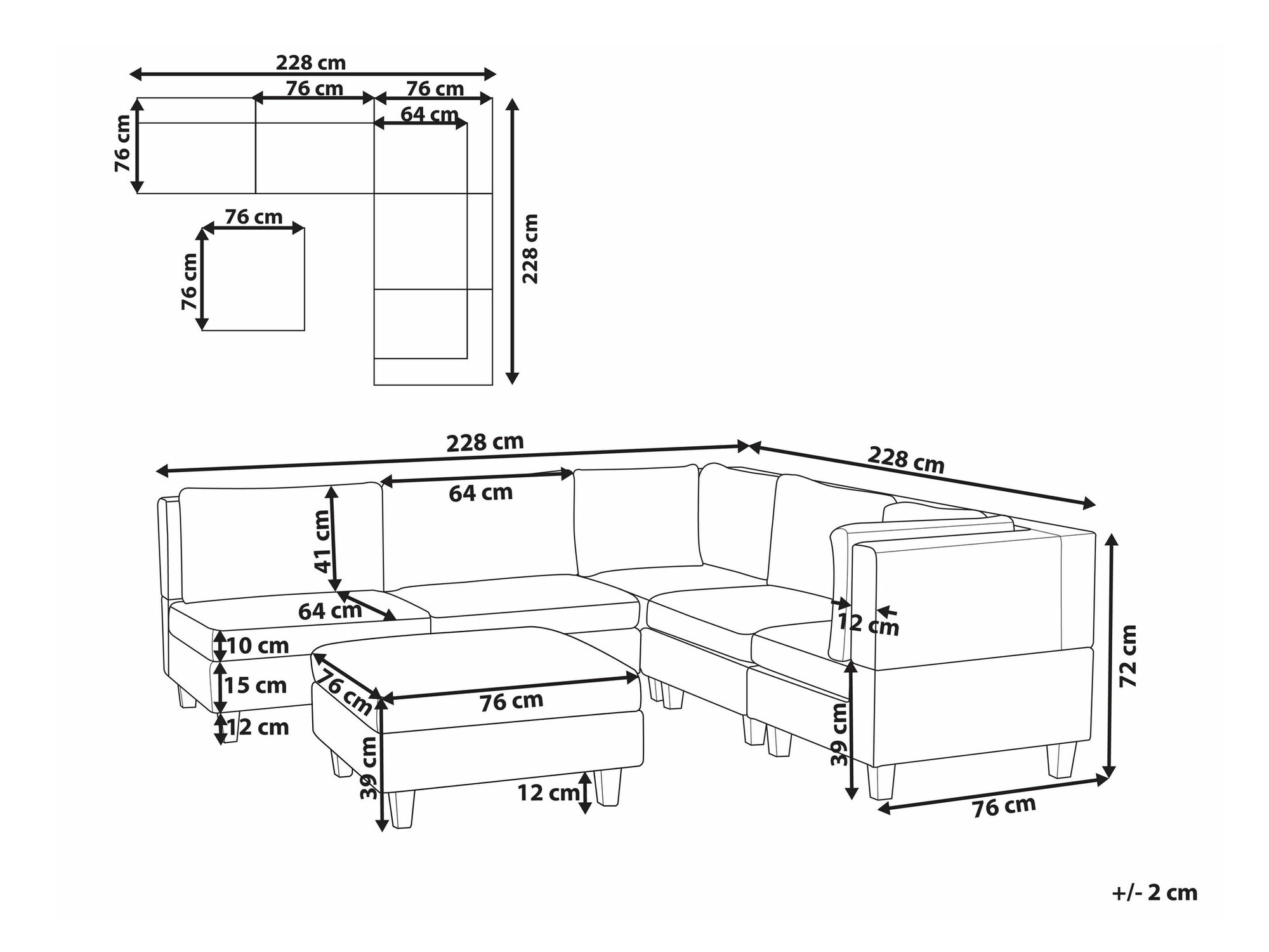 Modulinis minkštas kampas Elbmeli 109 (Ruda)