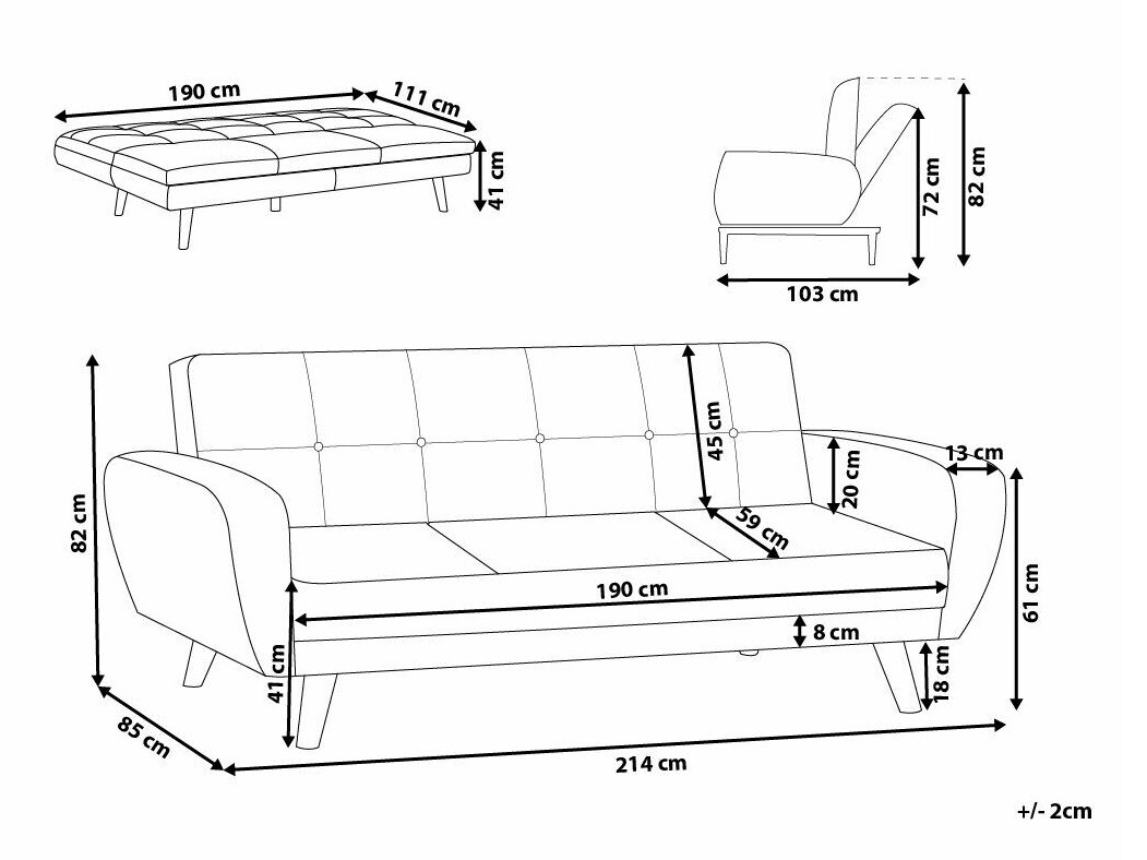Sofa lova Etlivi 102 (Balta)