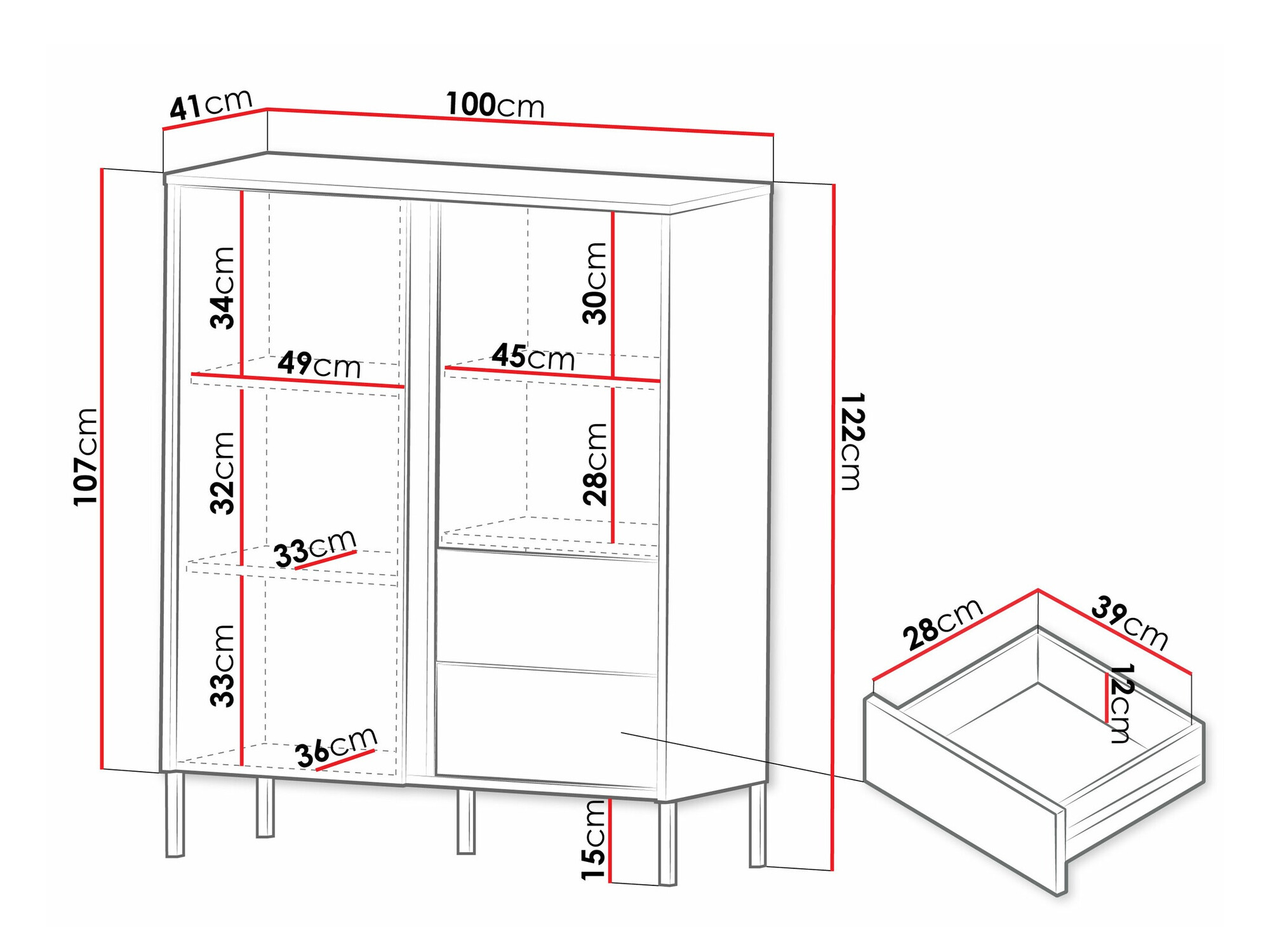 Komoda Lumiri 100 (Ąžuolas + Juoda)