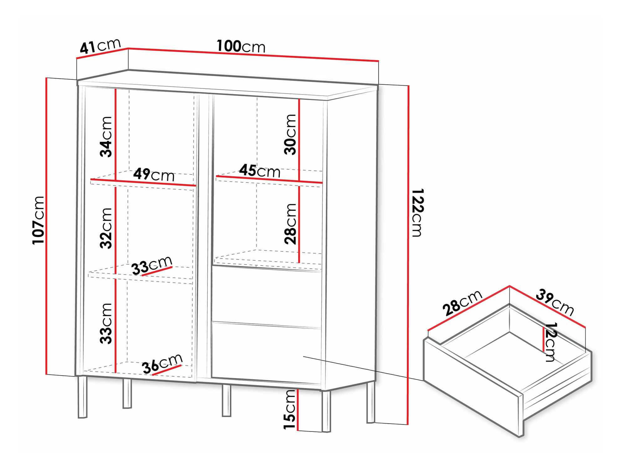 Komoda Lumiri 100 (Balta)