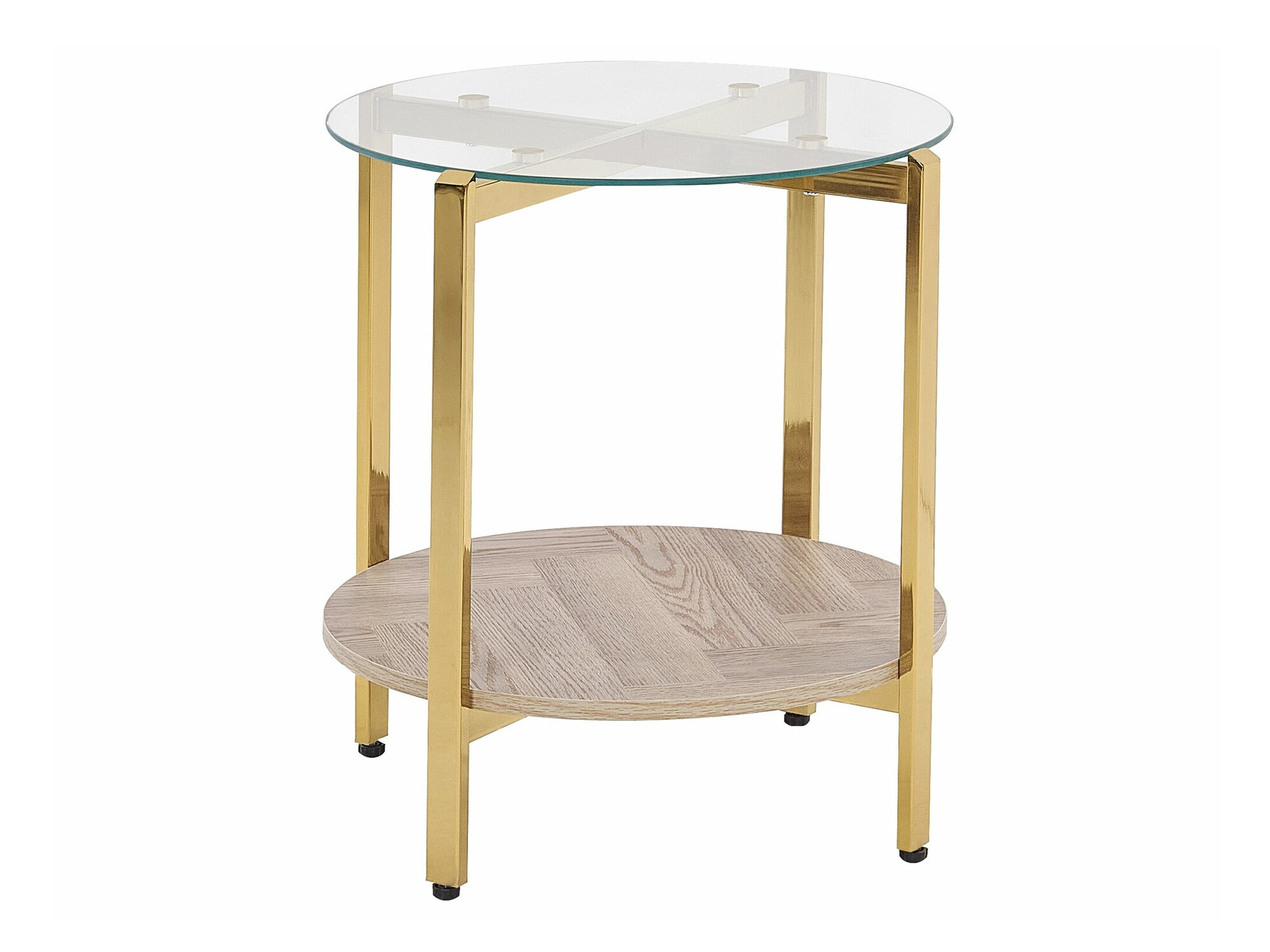 Šoninis staliukas Berwyn 2277 (Auksinė + Šviesus medis)