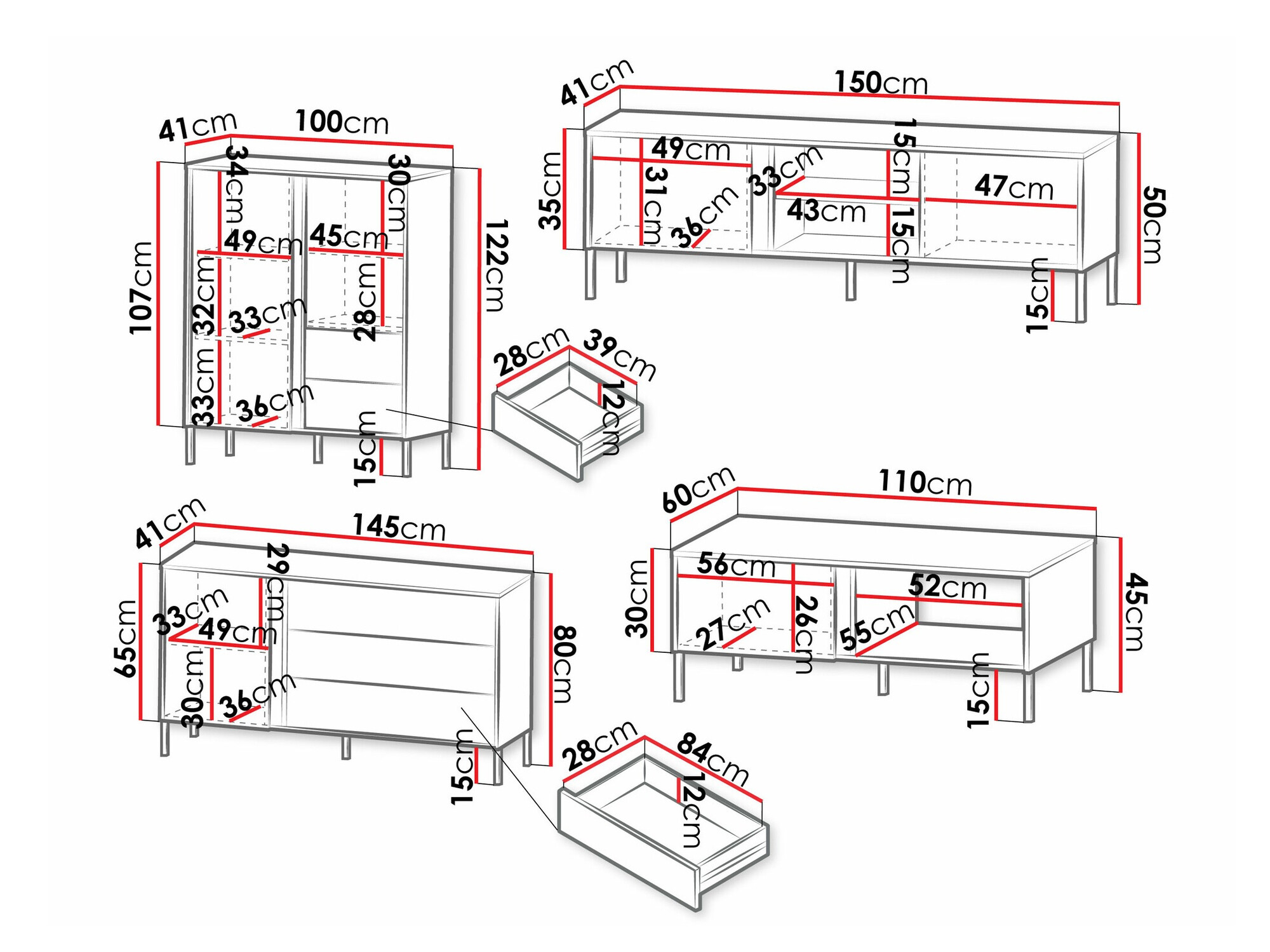 Svetainės komplektas Lumiri 108 (Balta)