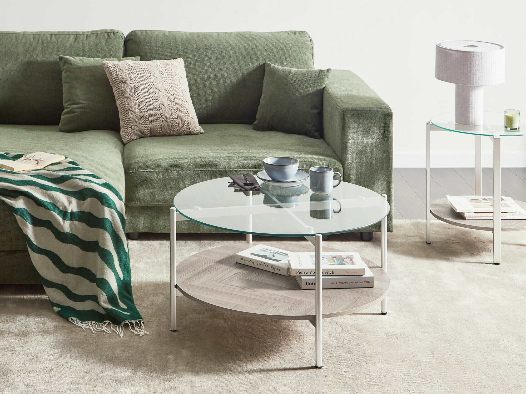 Žurnalinis staliukas Berwyn 2275 (Sidabrinė + Šviesus medis)