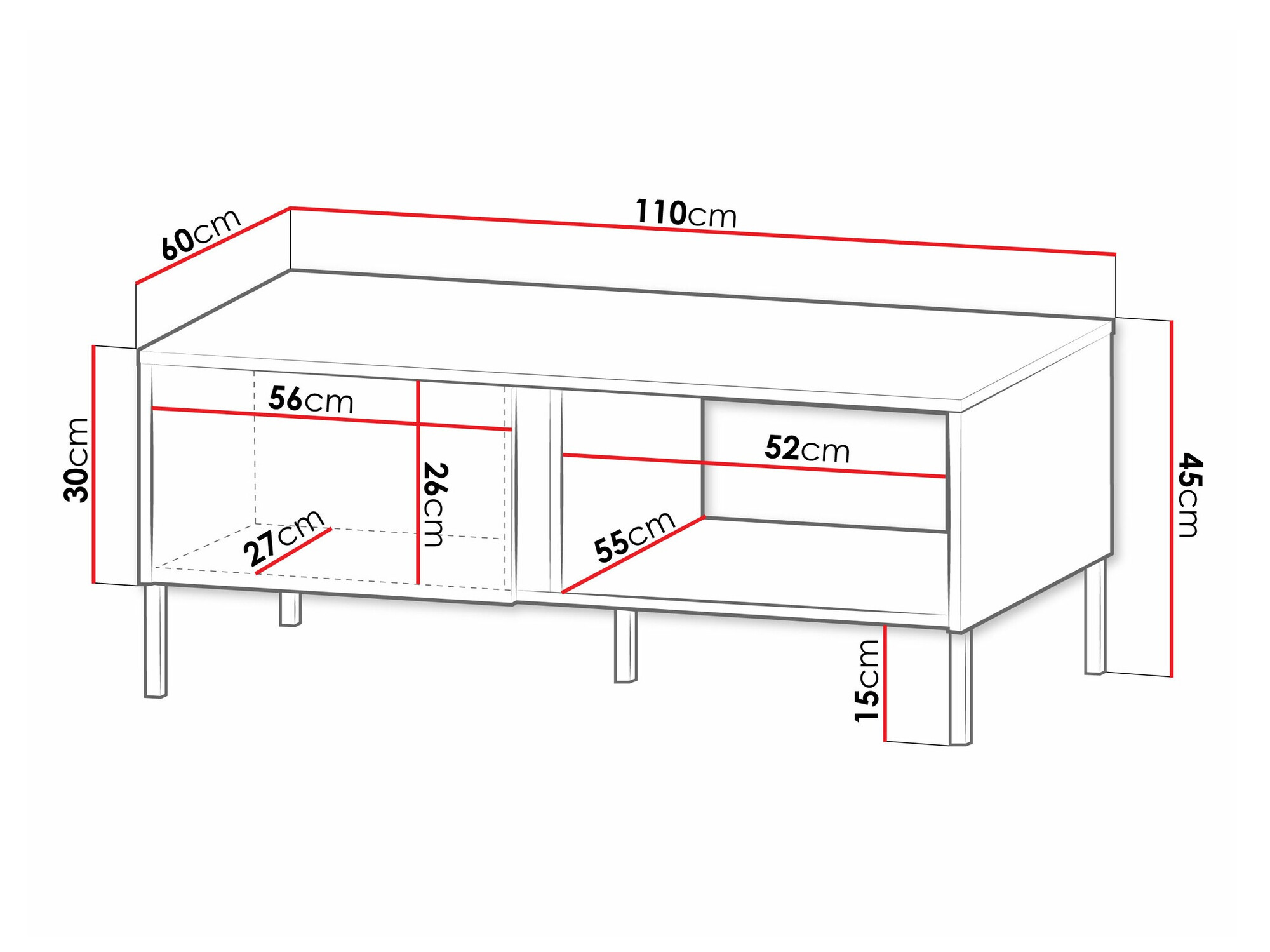 Žurnalinis staliukas Lumiri 107 (Ąžuolas + Juoda)