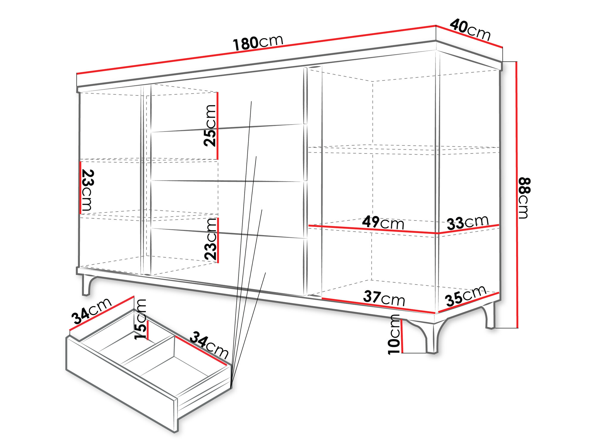 Komoda Florem (Balta + Blizgi balta + Šviesus medis)