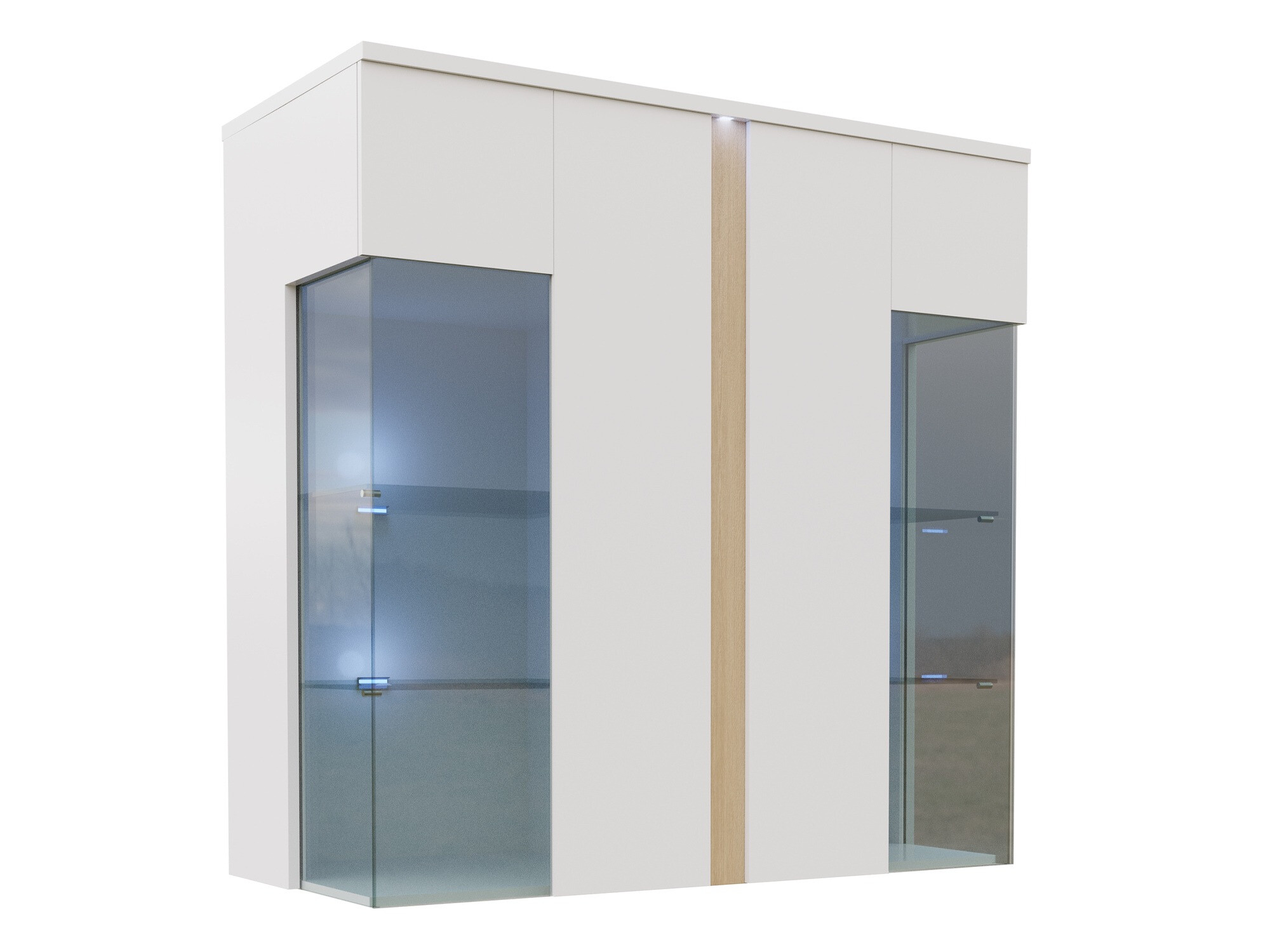 Spintelė Florem III (Balta + Blizgi balta + Šviesus medis)