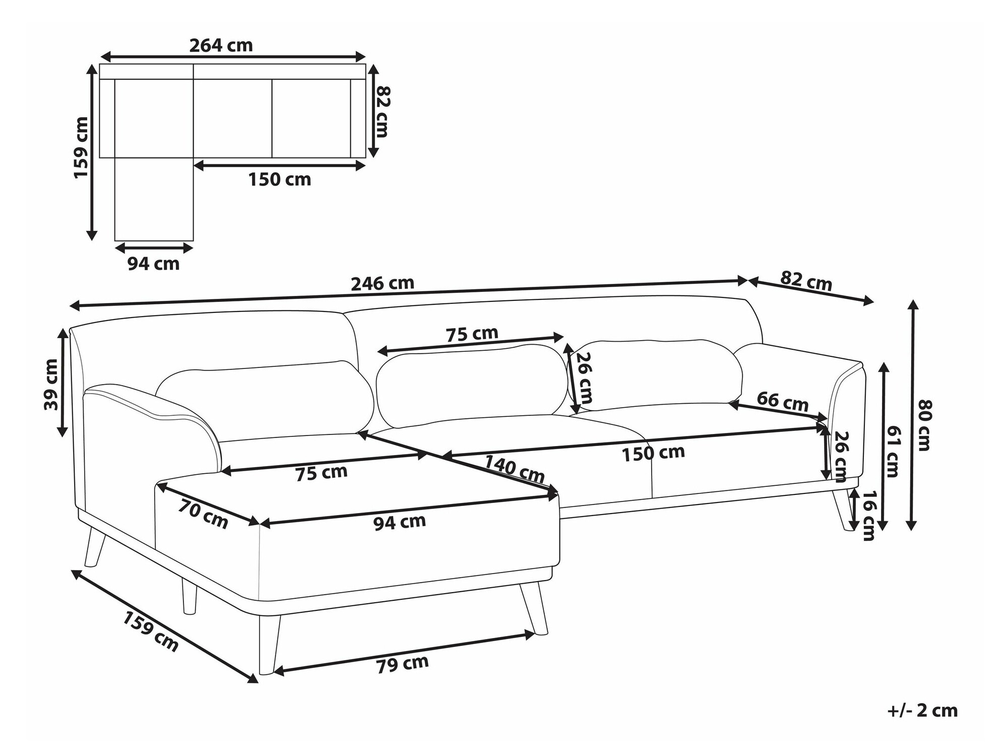 Minkštas kampas Berwyn 1747 (Balta)