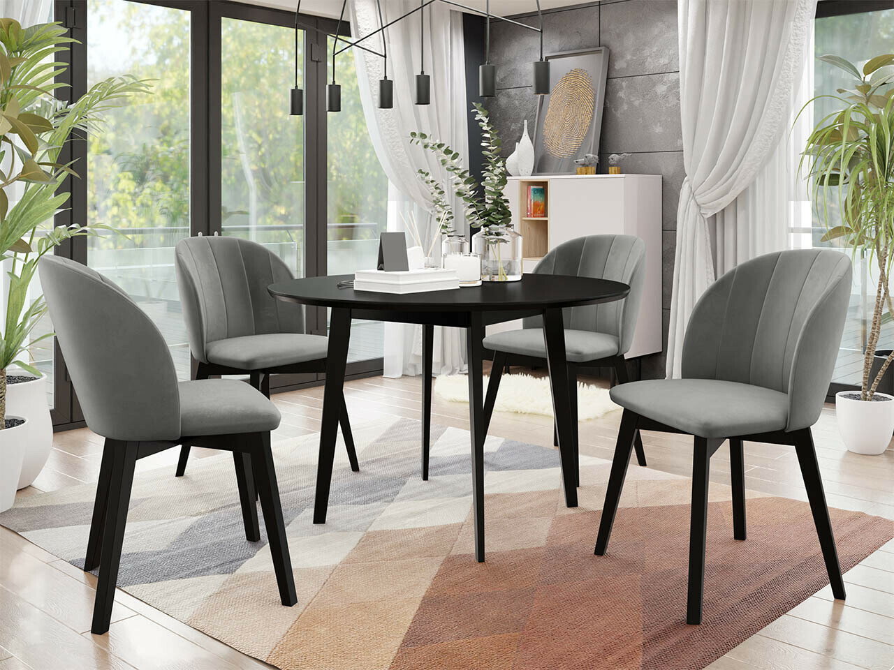 Valgomojo komplektas Racine 136 (Juoda)