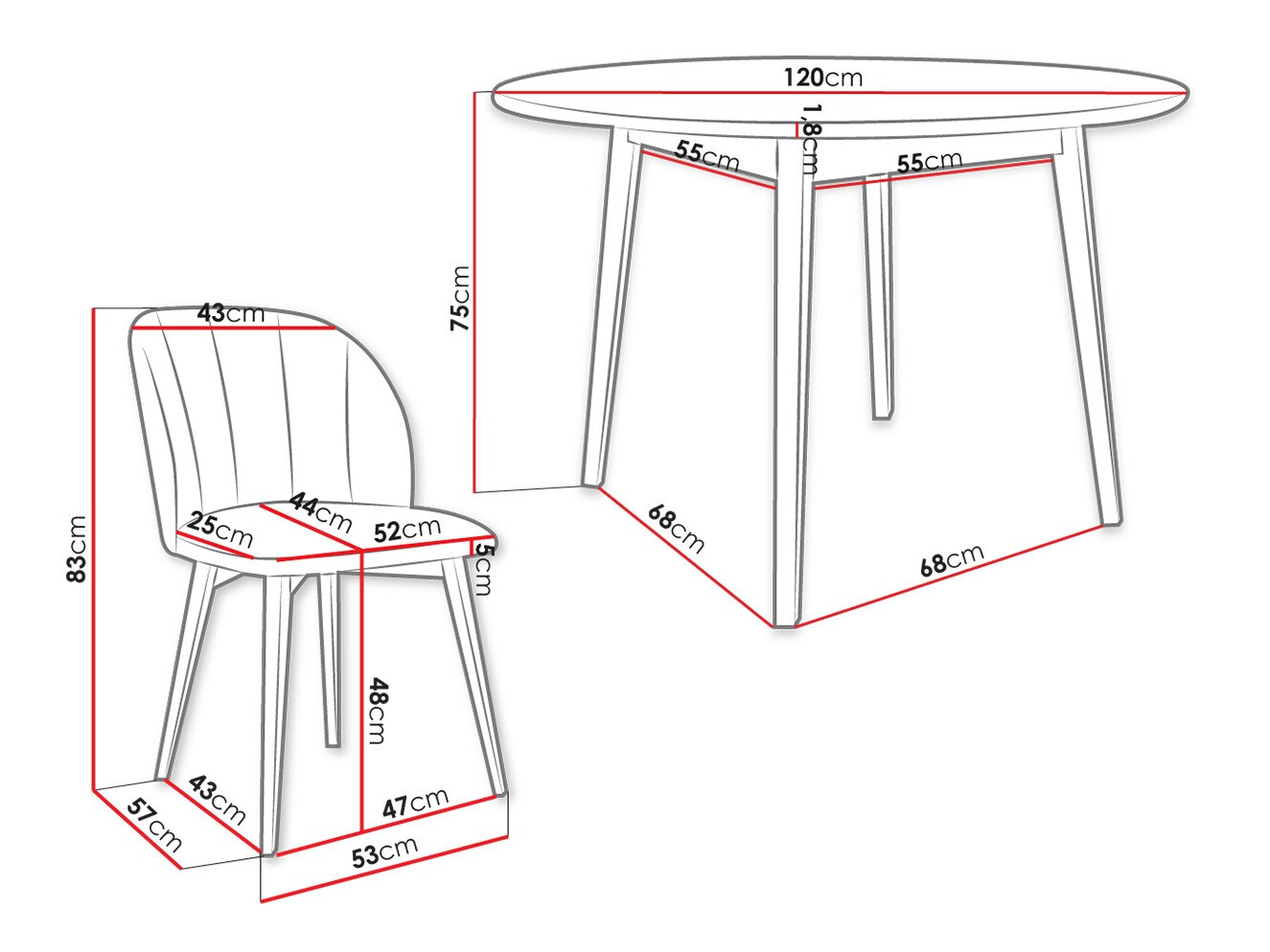 Valgomojo komplektas Racine 136 (Juoda)