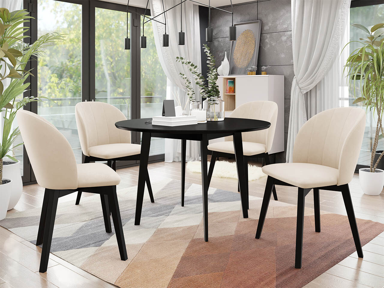 Valgomojo komplektas Racine 136 (Juoda)