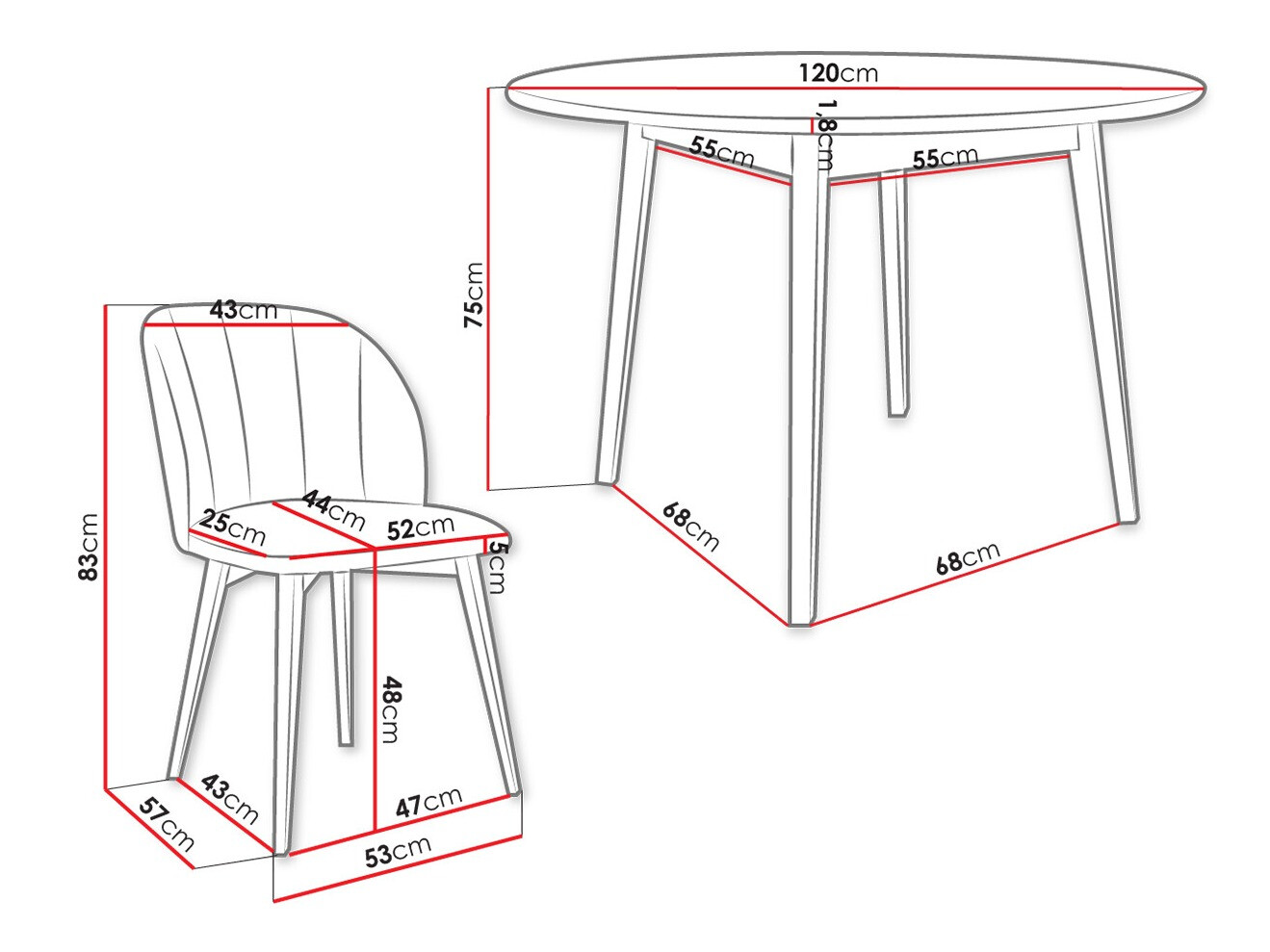 Valgomojo komplektas Racine 136 (Juoda)