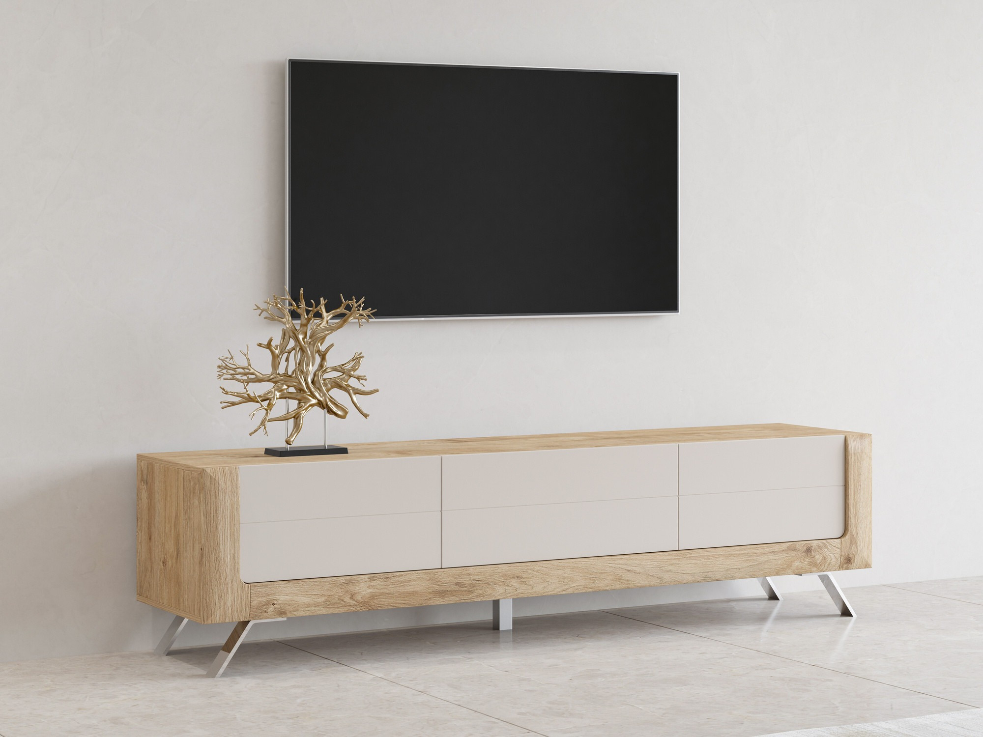 TV staliukas Sovera 104 (Auksinis ąžuolas + Šviesi pilka)