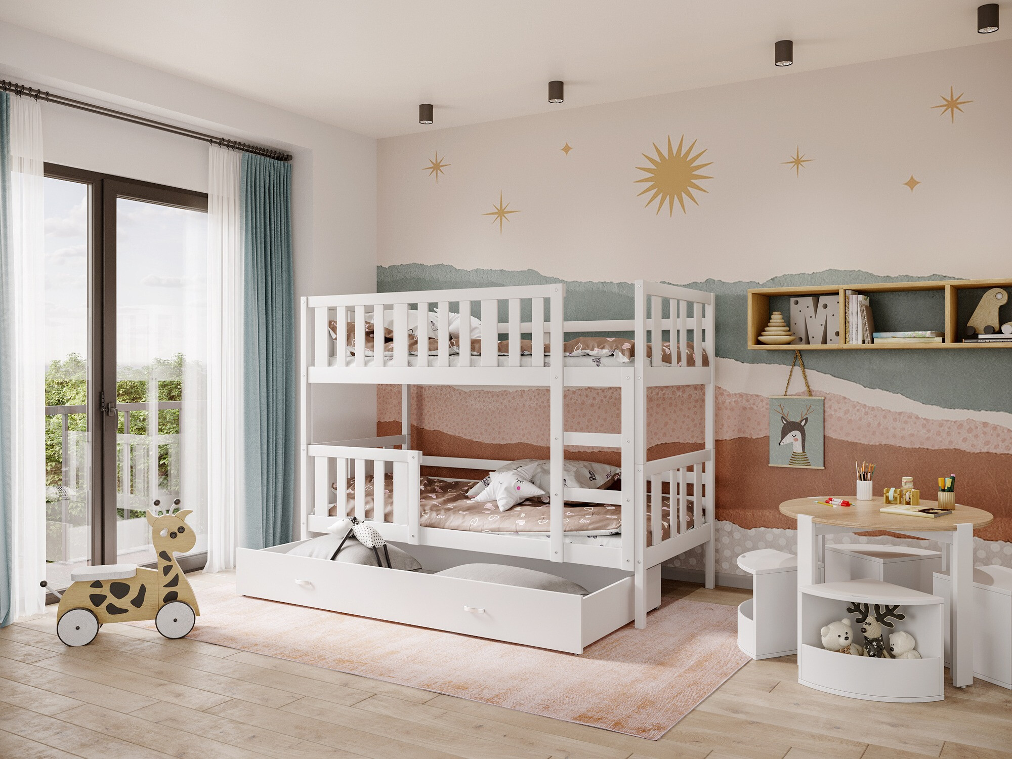 Dviaukštė lova Aurora 147 (Balta)