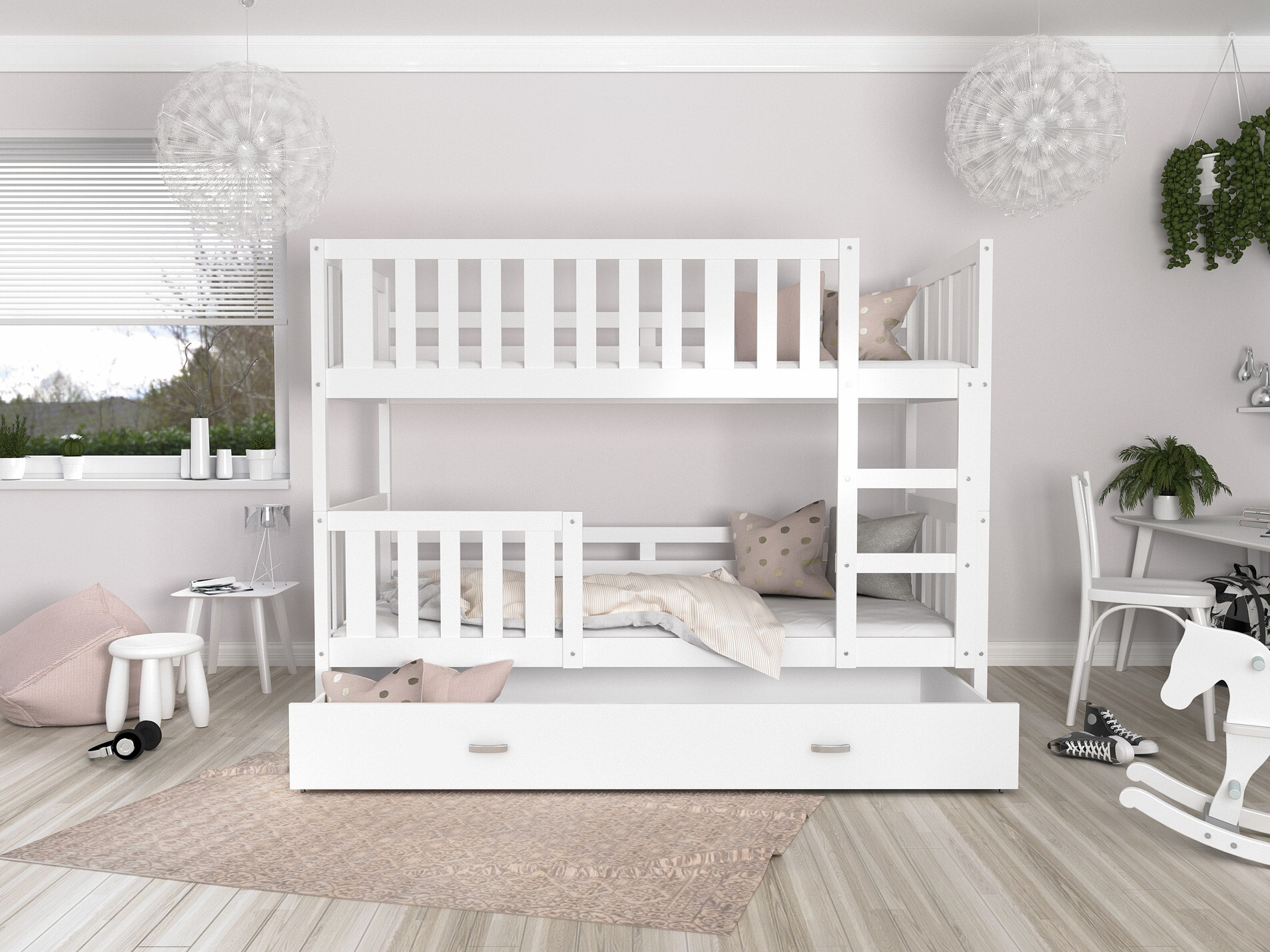 Dviaukštė lova Aurora 147 (Balta)