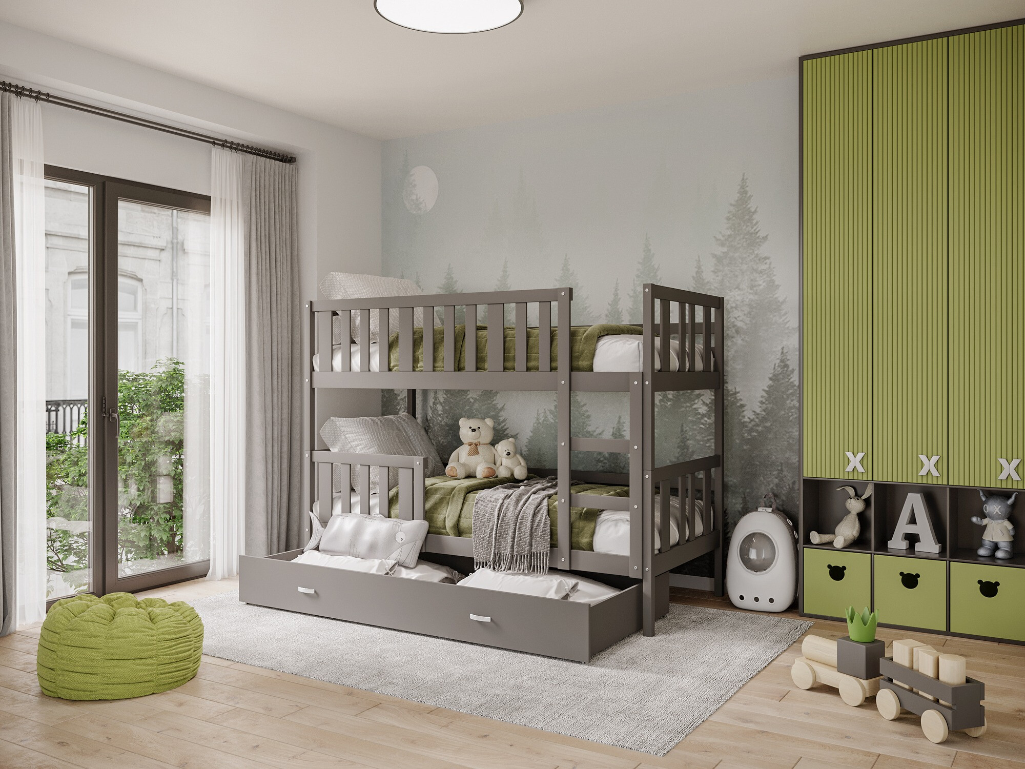 Dviaukštė lova Aurora 147 (Pilka)