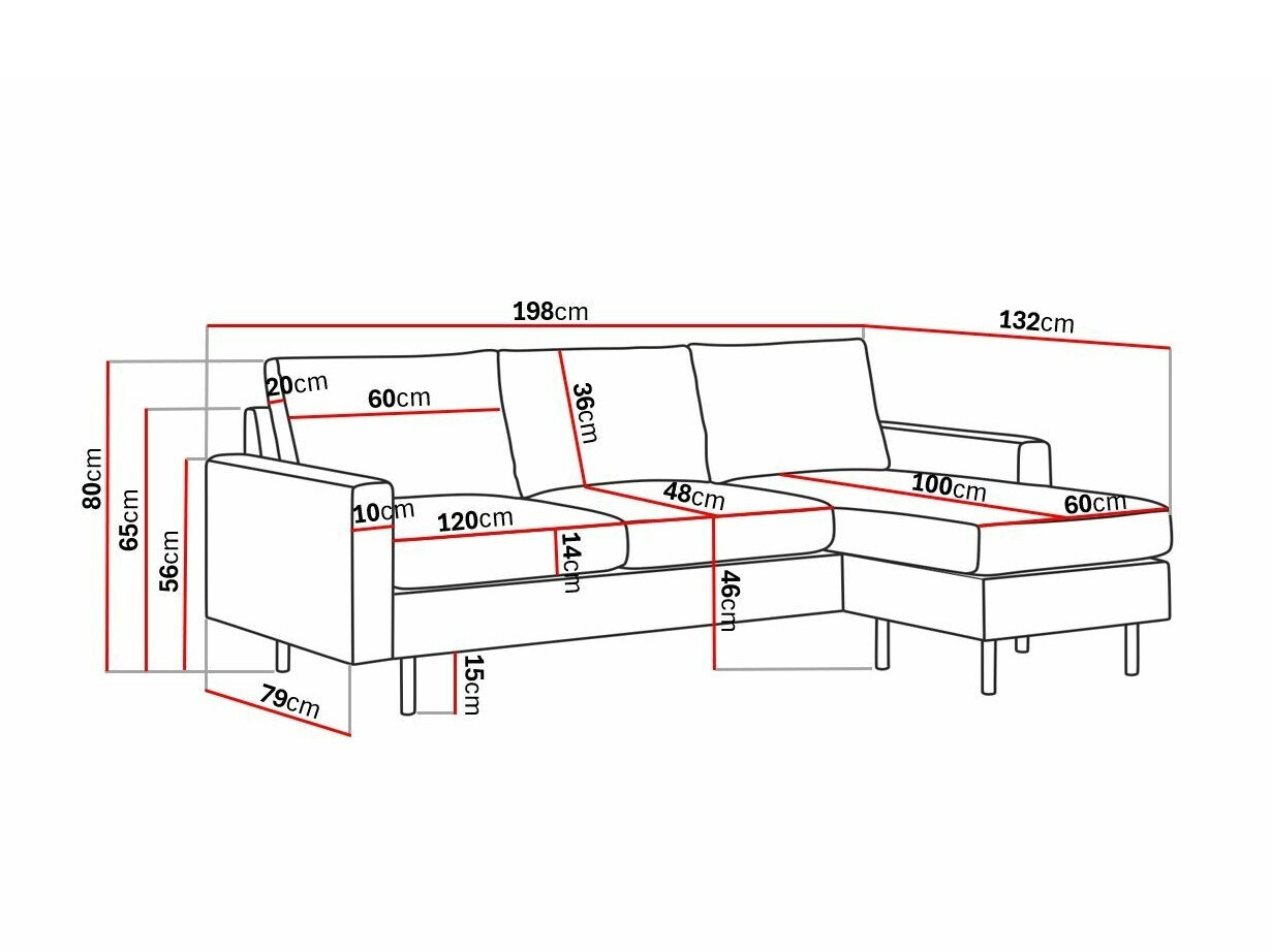 Minkštas kampas Dortesa 120 (Lincoln 03)