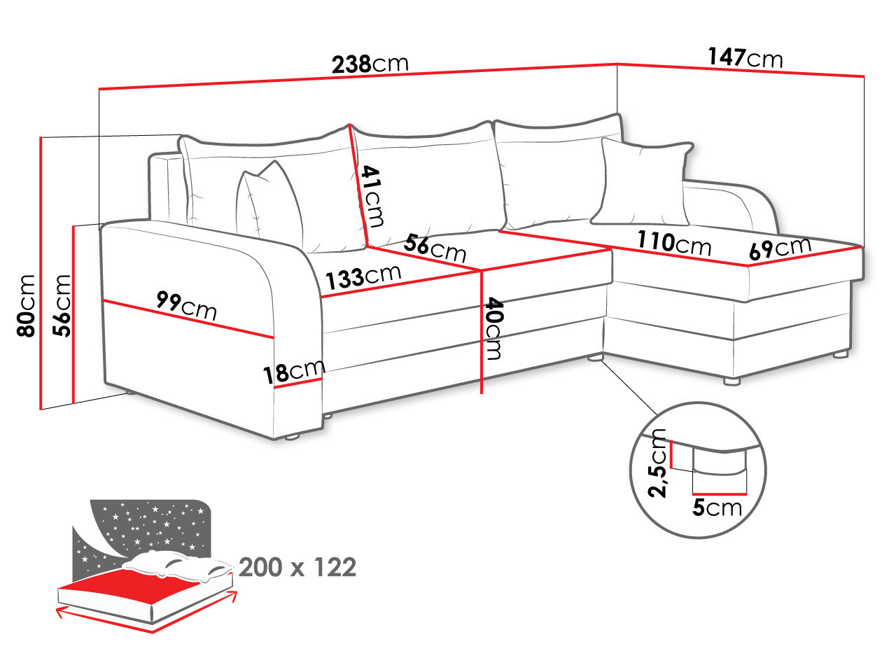 Minkštas kampas Comfivo Melissa (Mikrofaza 15 + Mikrofaza 22)