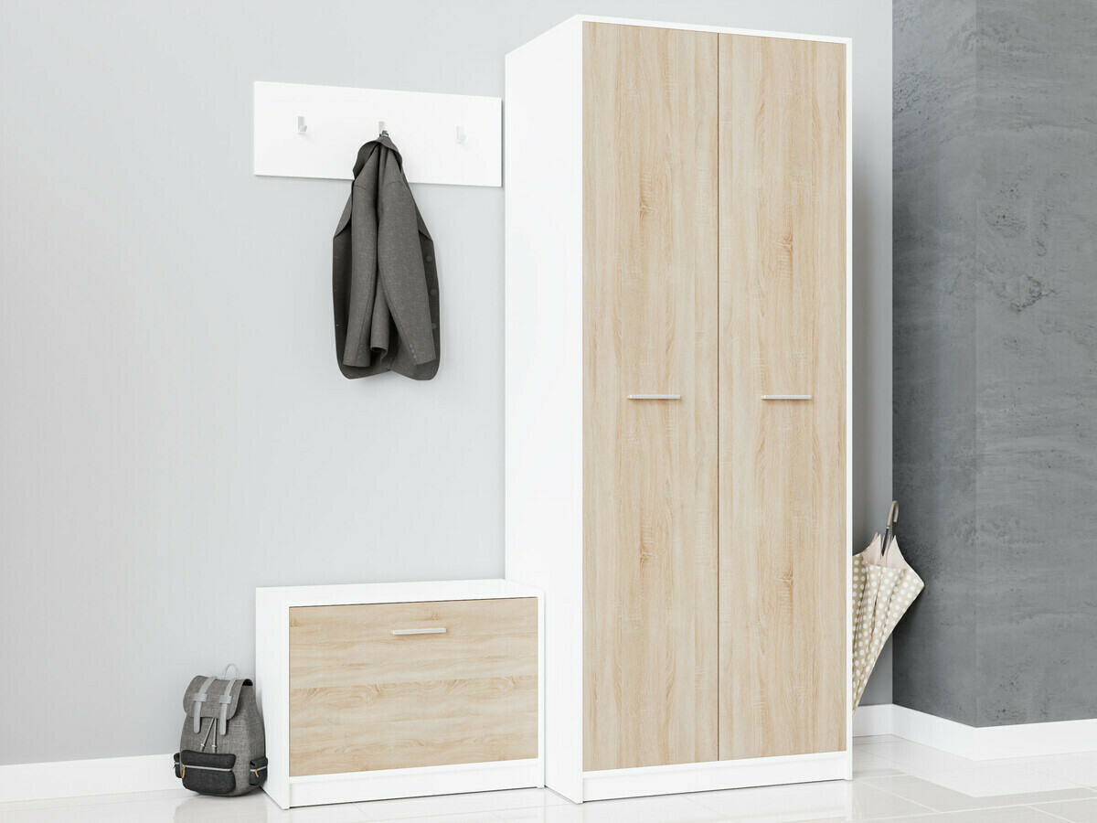 Batų dėžė Novsore 111 (Balta + Sonomos ąžuolas)