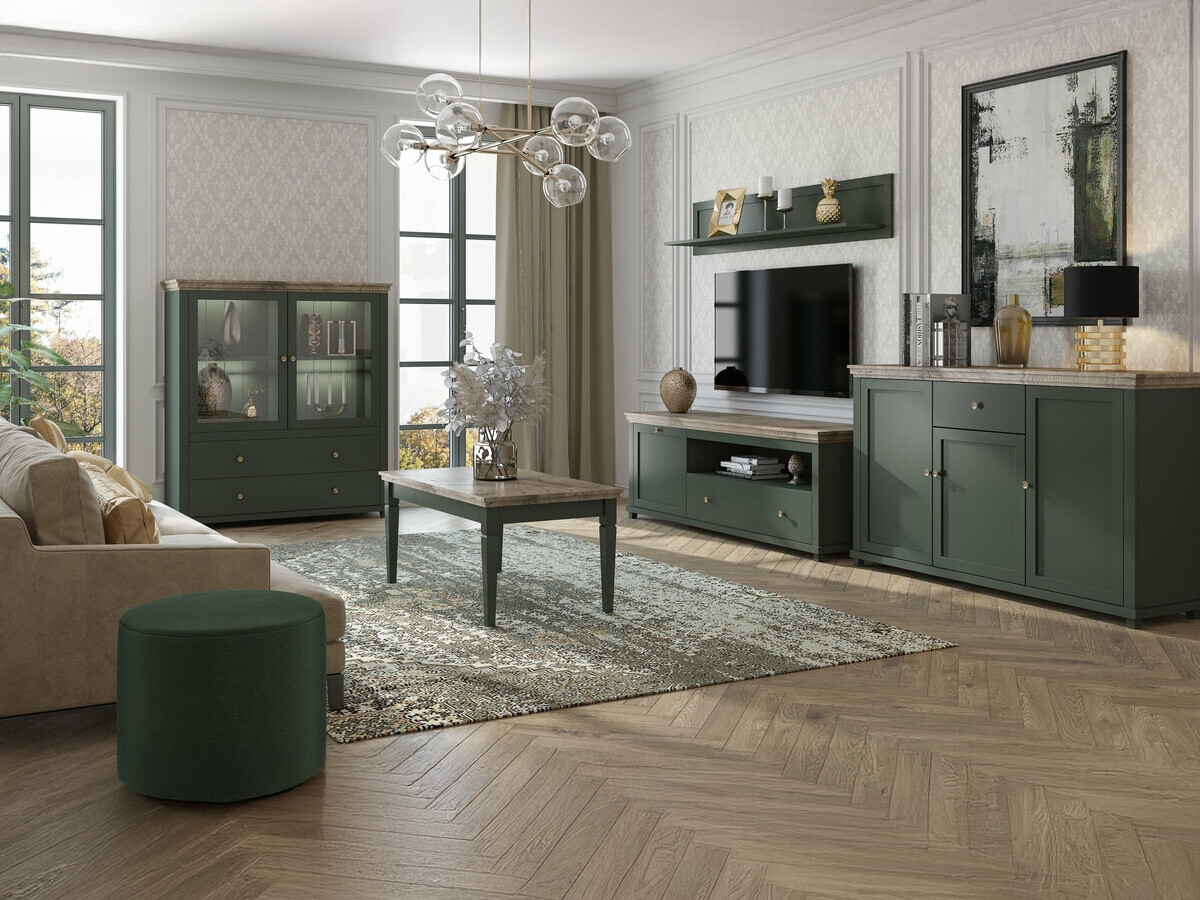 Komoda Tolnue 105 (Tamsi žalia + Ąžuolas lefkas)