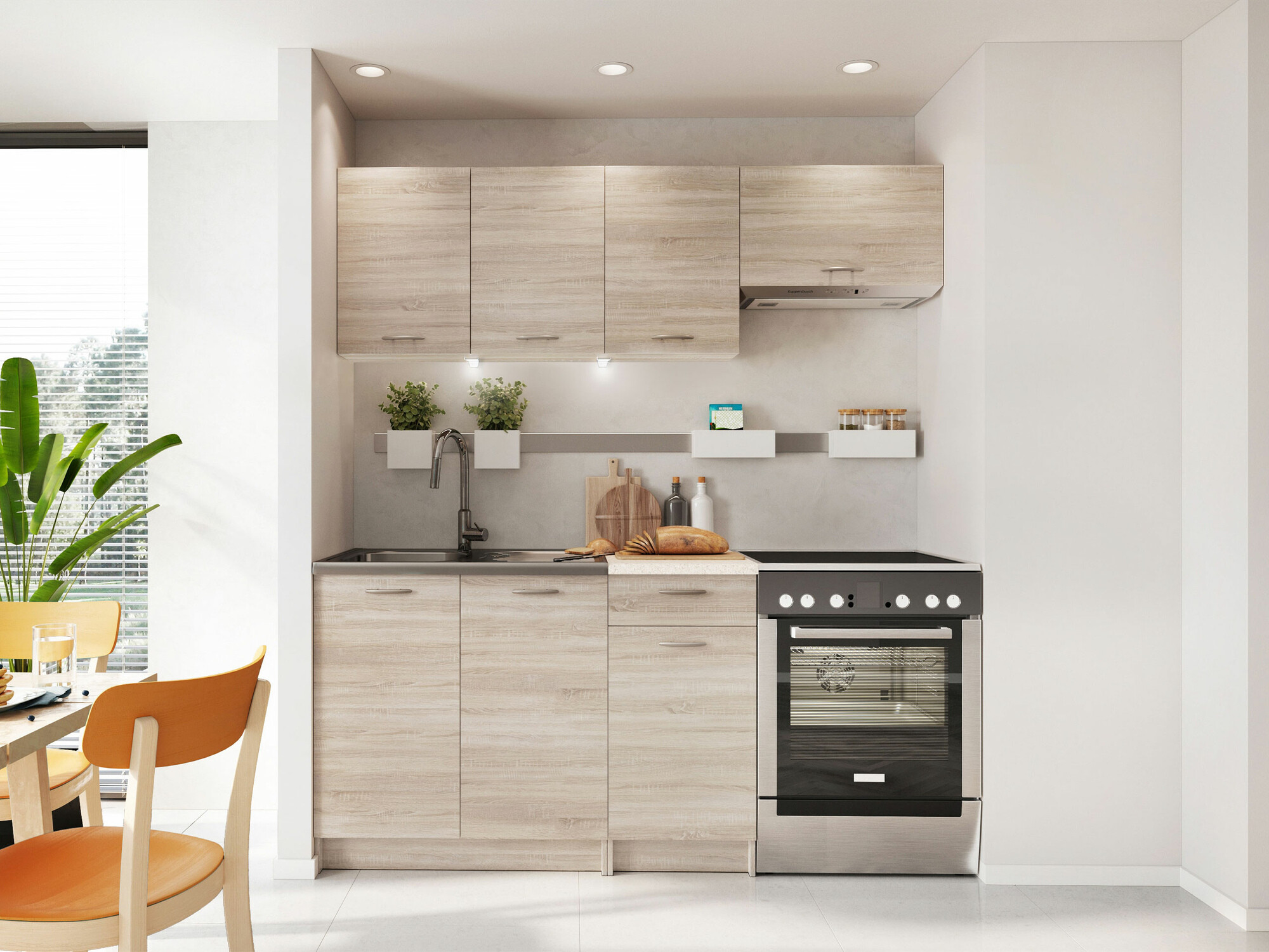 Virtuvės komplektas Trenton 101 (Sonomos ąžuolas + Smėlinė)