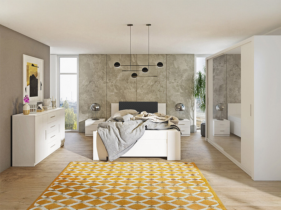 Miegamojo komplektas Catromi 114 (Balta + Soft Pik 011)