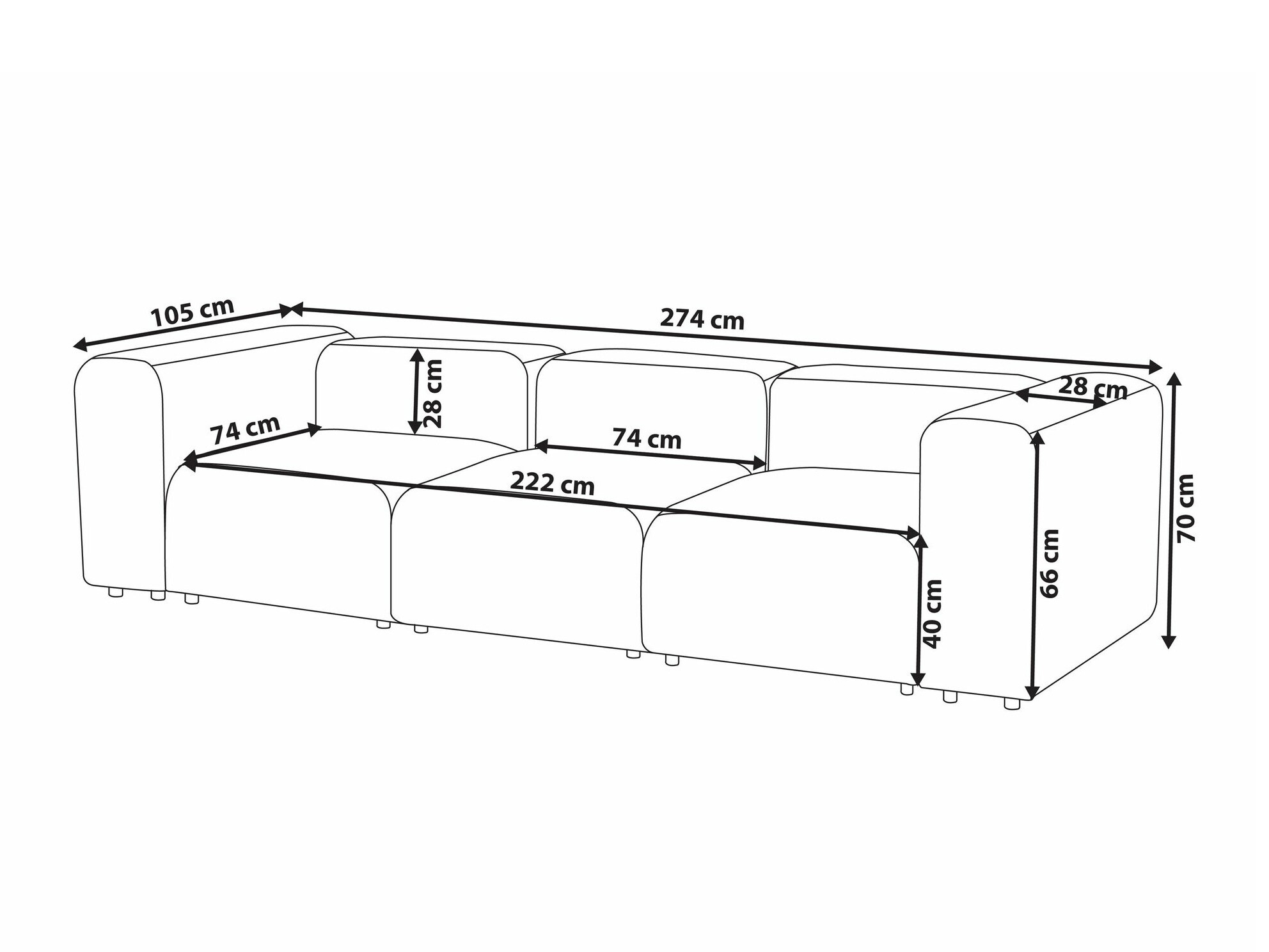 Modulinė sofa Balcoro 104 (Tamsi pilka)