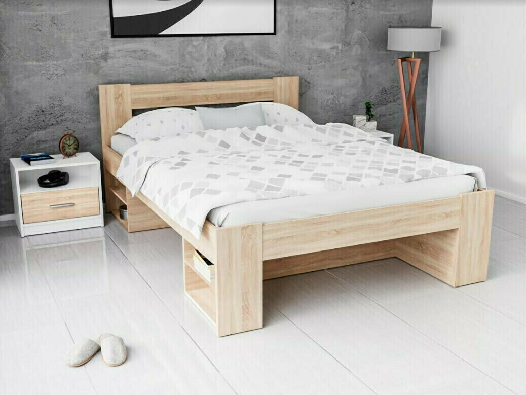 Miegamojo komplektas Novsore 147 (Balta + Sonomos ąžuolas)