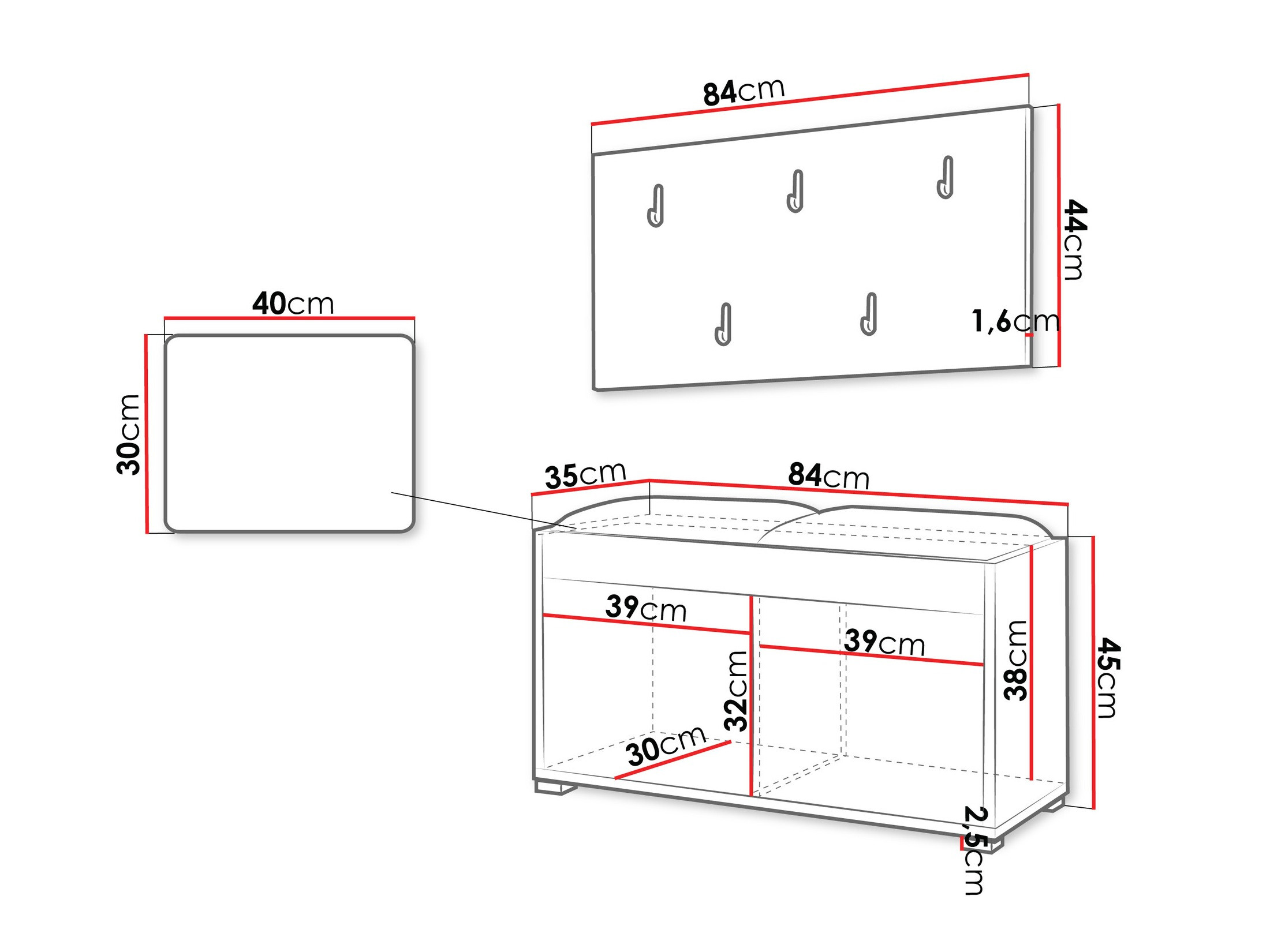 Prieškambario komplektas Comfivo Tutela (Balta)