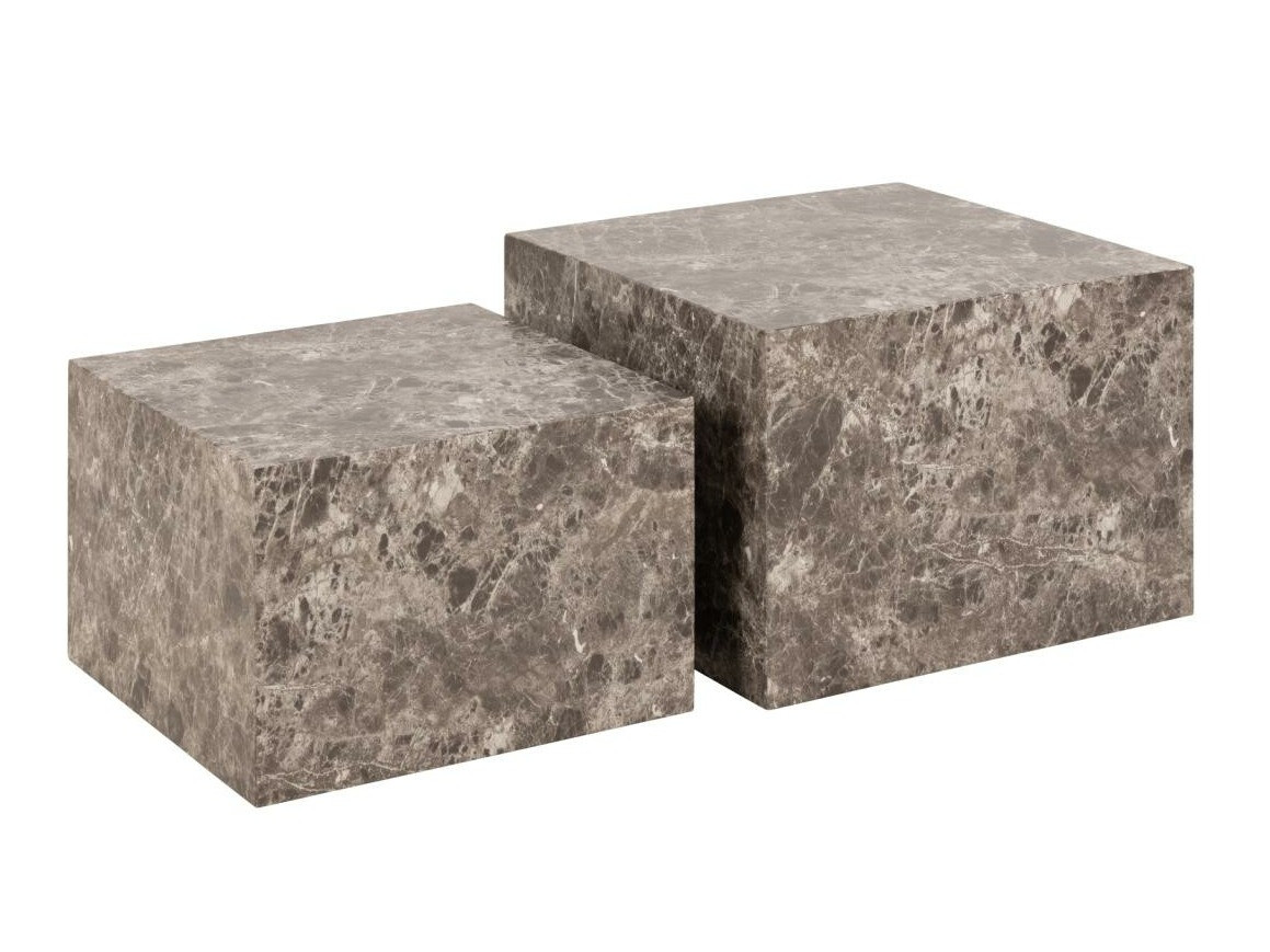 Žurnalinių staliukų komplektas Norsica 603 (Rudas marmuras)